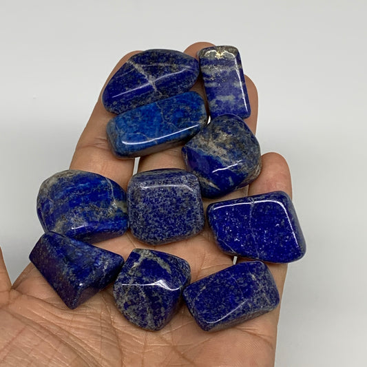 148.9g,0.8"-1.3", 10pcs, Natural Lapis Lazuli Tumbled Stone @Afghanistan, B30266