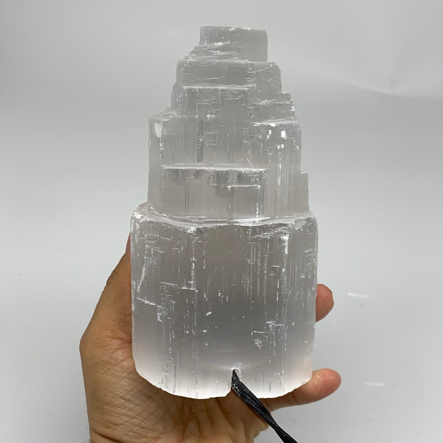 2 lbs, 6"x3", Raw Rough Selenite (Satin Spar) Lamp Tower, 6ft Chord, B35881