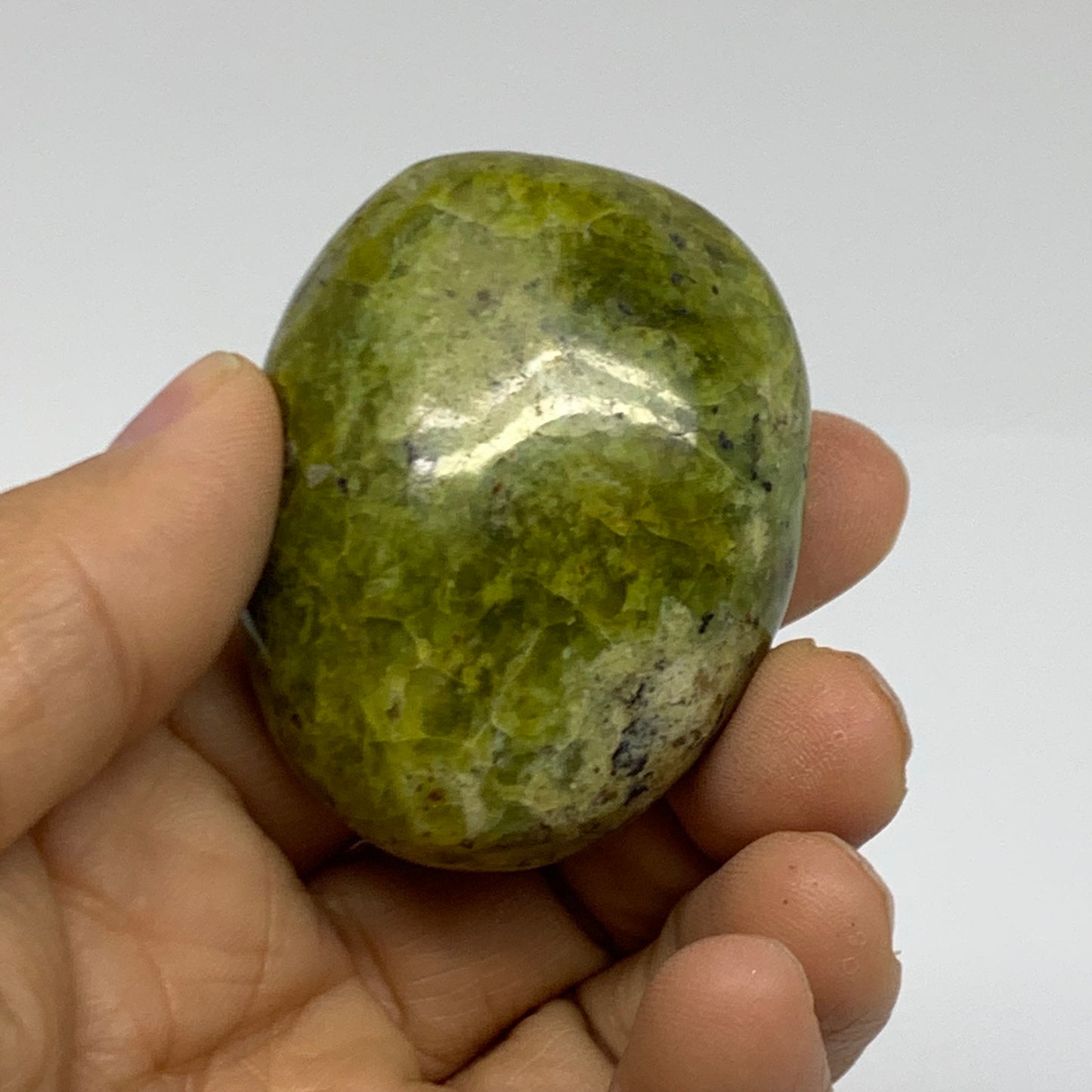 209.9g, 2"-2.1", 3pcs, Green Opal Crystal PalmStone Polished Reiki, B38324