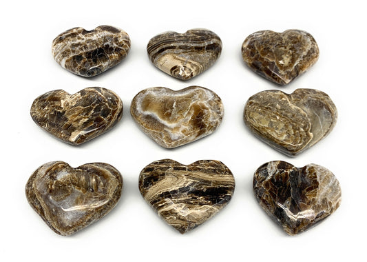 703g 1.5 lbs) ,9 pcs, 1.8"- 2.1", Gray Onxy Hearts from Morocco, B27248