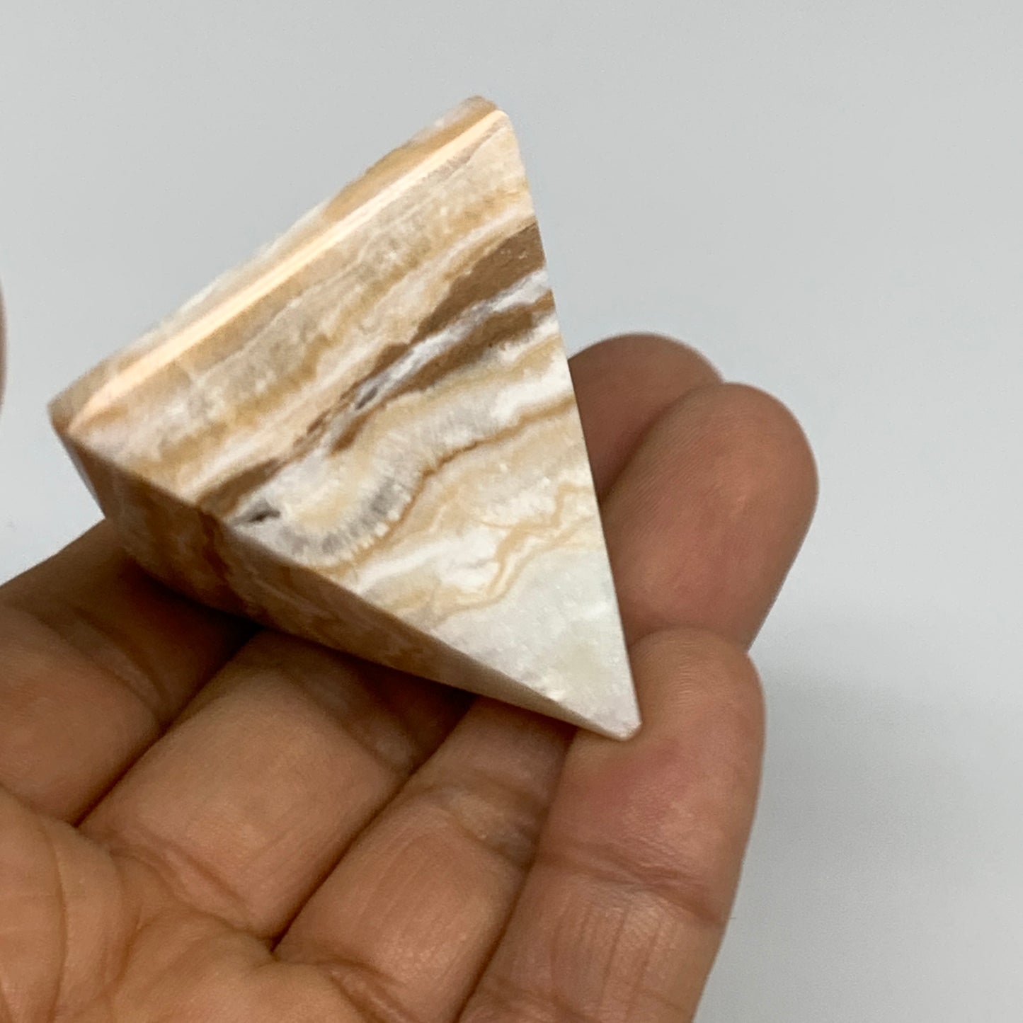 71.9g, 1.6"x1.6"x1.5", Caribbean Calcite Pyramid Gemstone, Crystal, B31802