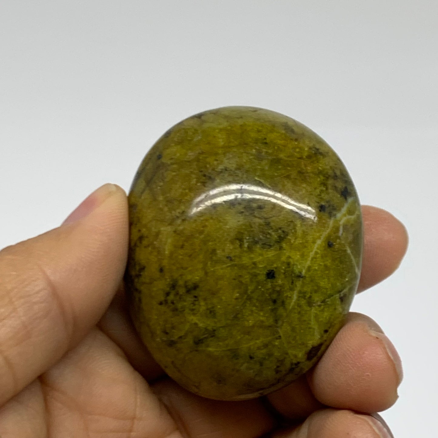 209.9g, 2"-2.1", 3pcs, Green Opal Crystal PalmStone Polished Reiki, B38324