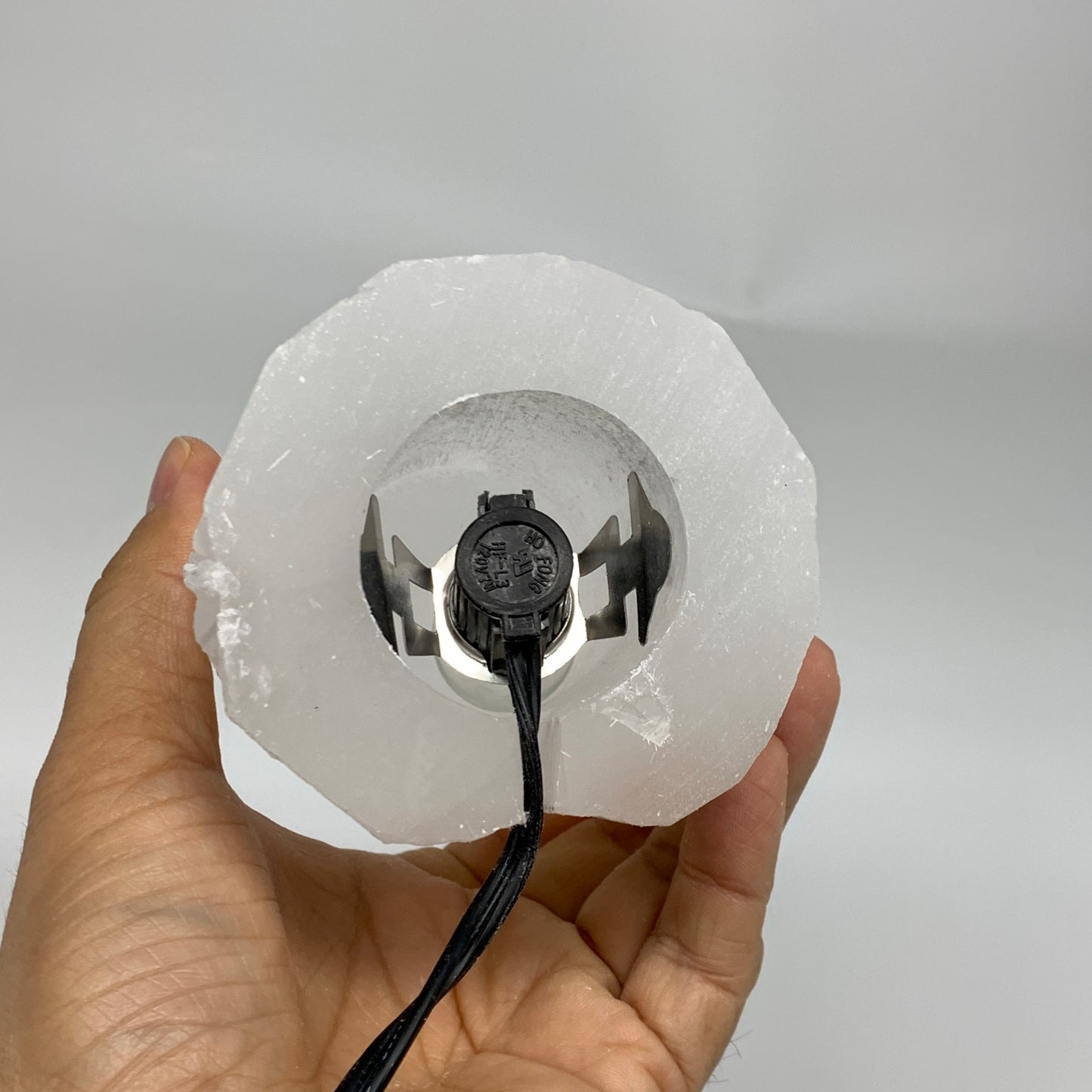 2 lbs, 6"x3", Raw Rough Selenite (Satin Spar) Lamp Tower, 6ft Chord, B35881