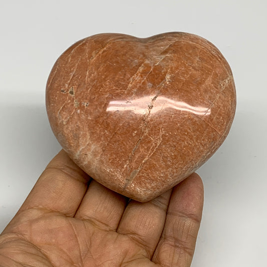 0.58 lbs, 2.9"x3.1"x1.3", Pink Peach Moonstone Heart Crystal Polished, B30998