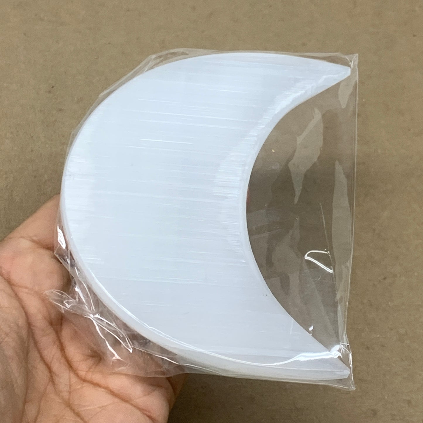 237g, 4.5"x2.2"x1", Selenite Crescent Moon Crystal (Satin Spar), B36529