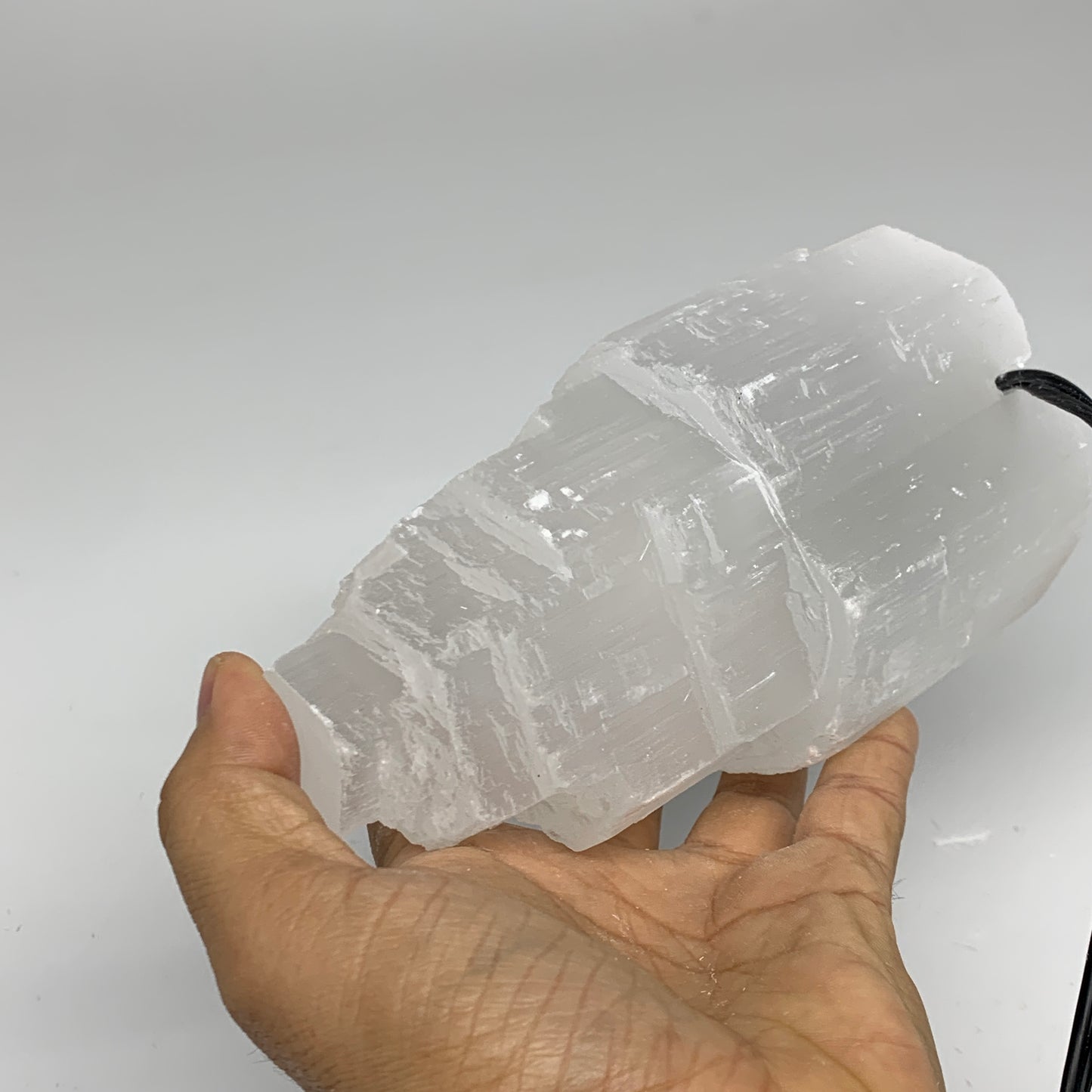 2 lbs, 6"x3", Raw Rough Selenite (Satin Spar) Lamp Tower, 6ft Chord, B35881