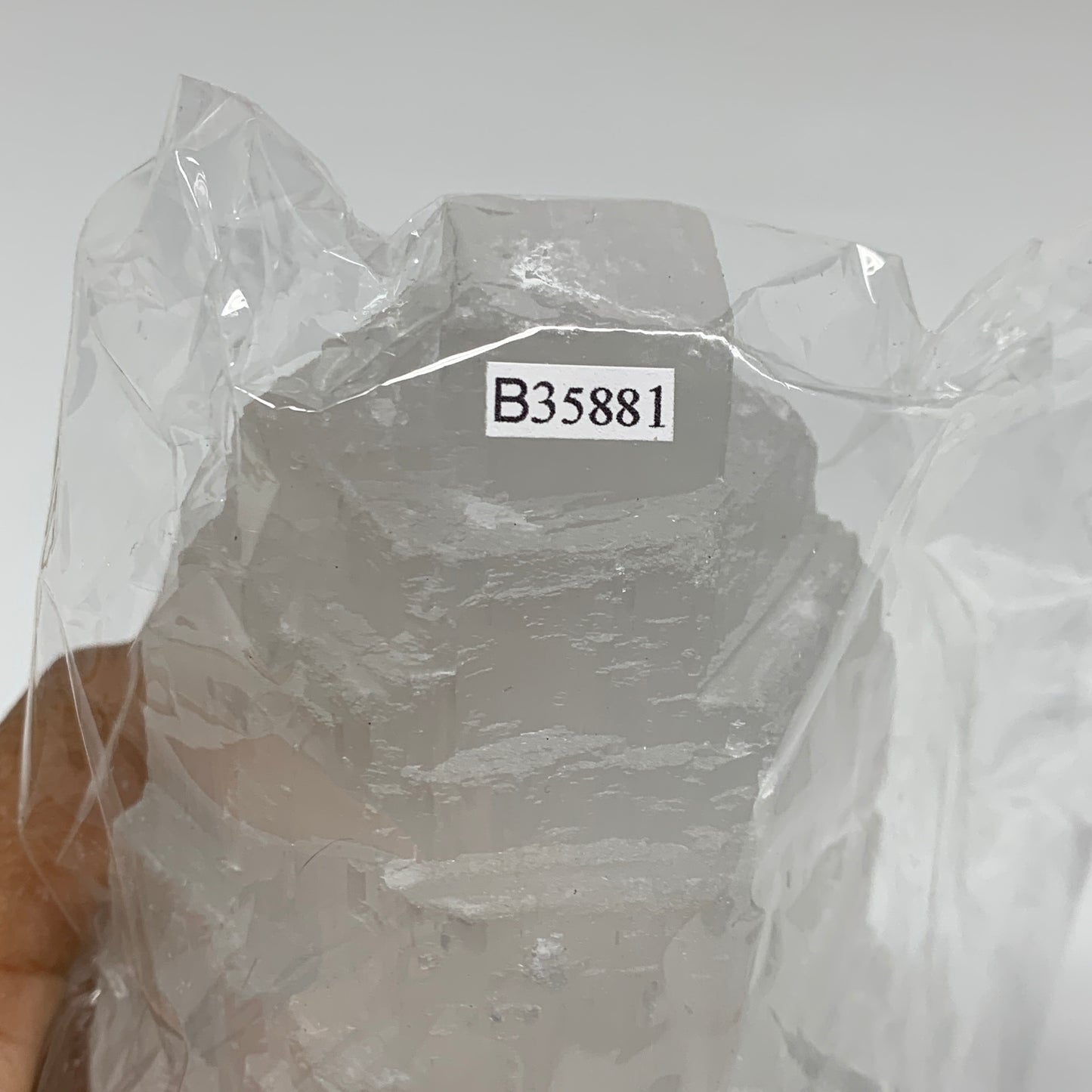 2 lbs, 6"x3", Raw Rough Selenite (Satin Spar) Lamp Tower, 6ft Chord, B35881