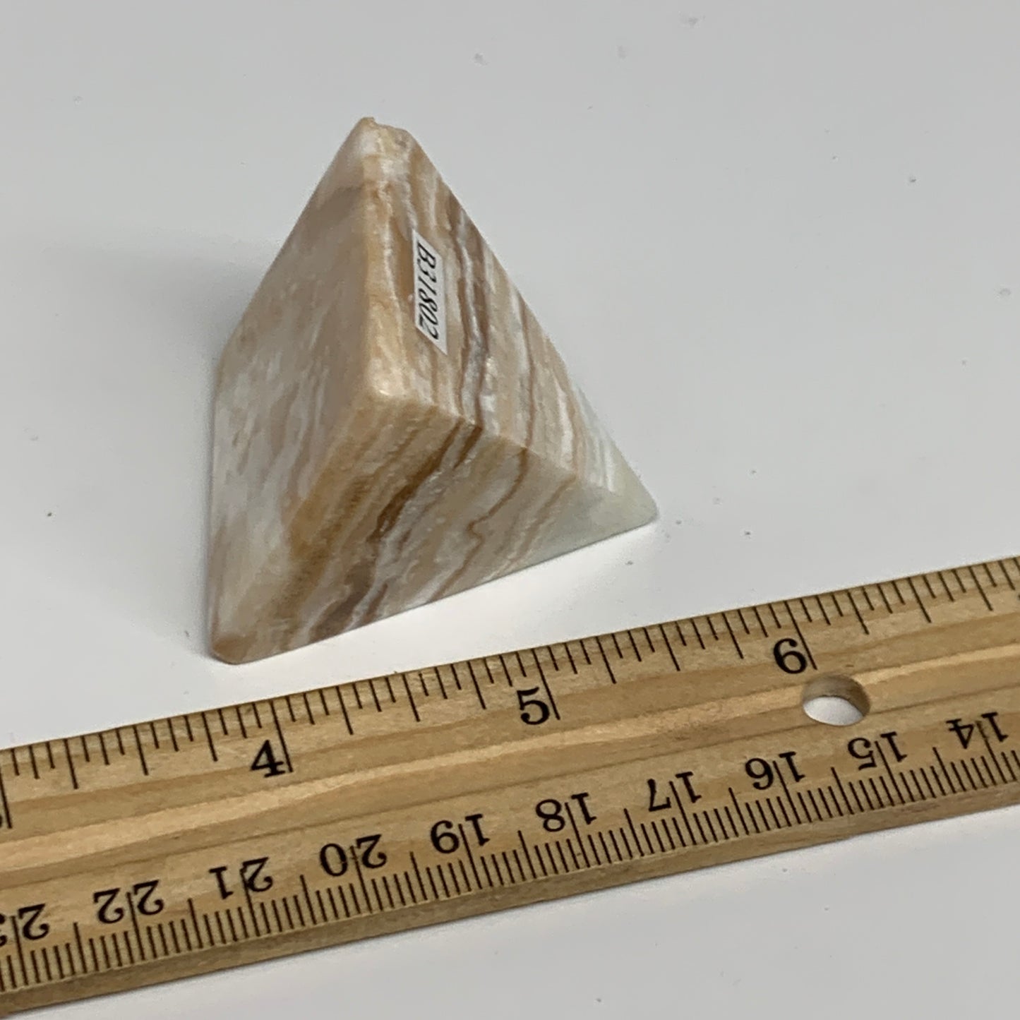 71.9g, 1.6"x1.6"x1.5", Caribbean Calcite Pyramid Gemstone, Crystal, B31802