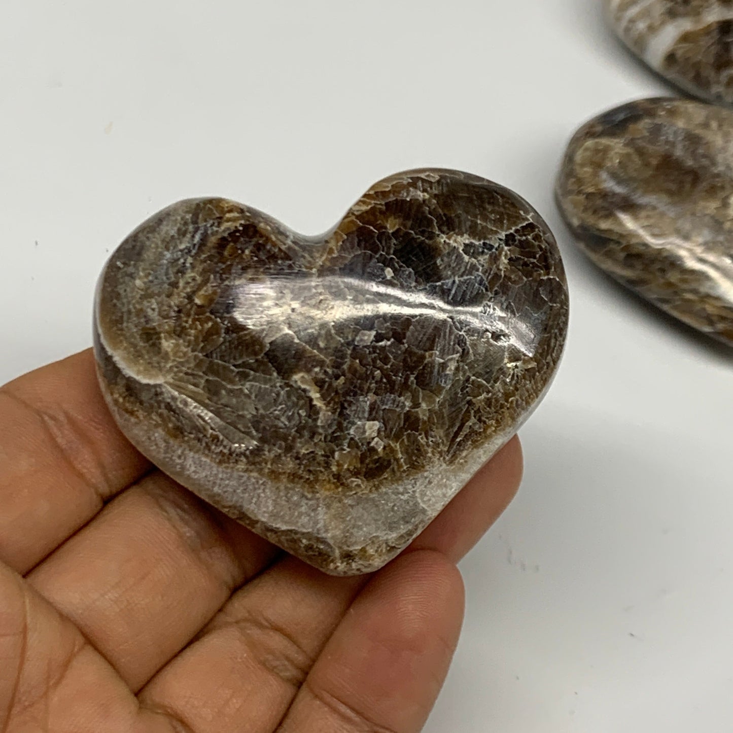 703g 1.5 lbs) ,9 pcs, 1.8"- 2.1", Gray Onxy Hearts from Morocco, B27248