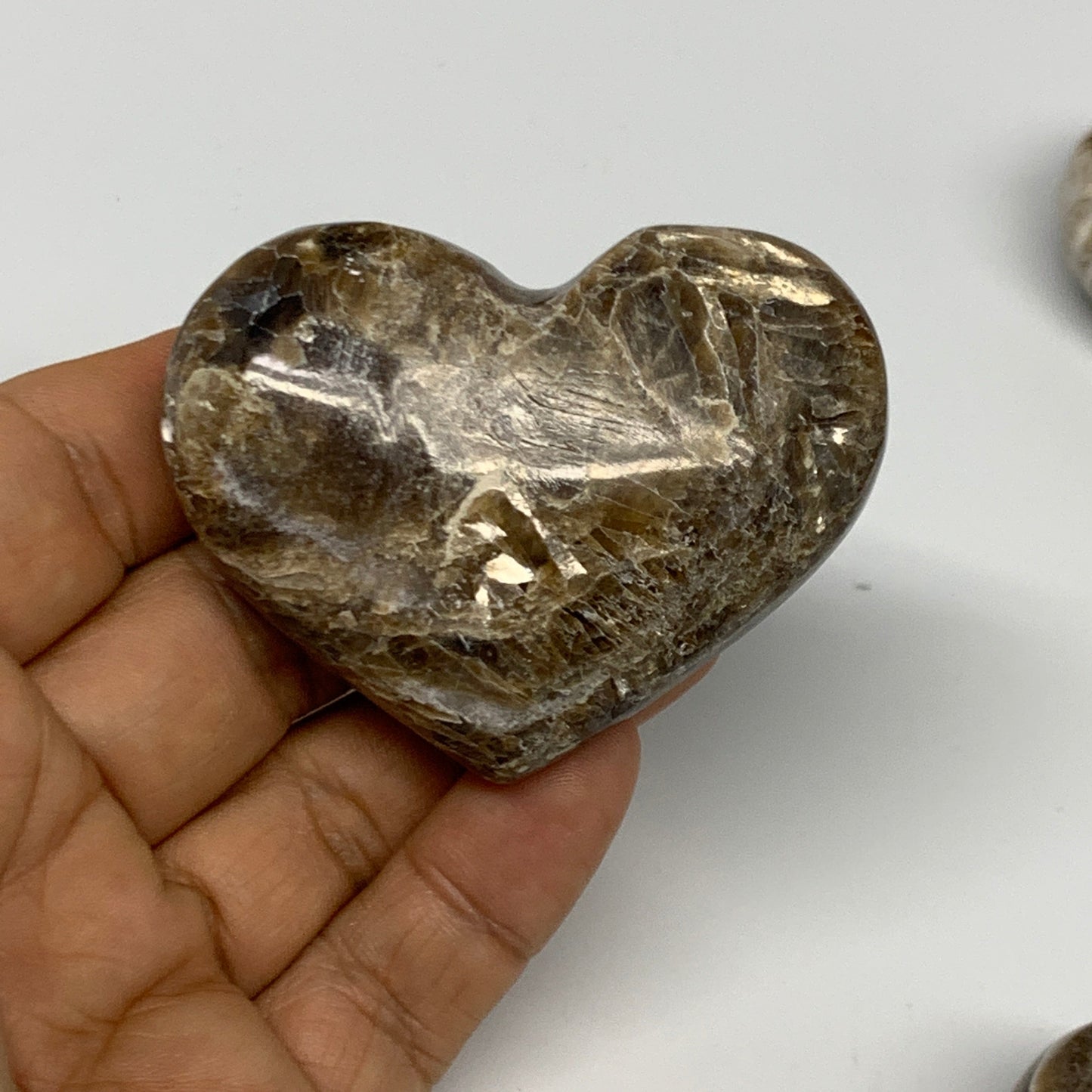 703g 1.5 lbs) ,9 pcs, 1.8"- 2.1", Gray Onxy Hearts from Morocco, B27248