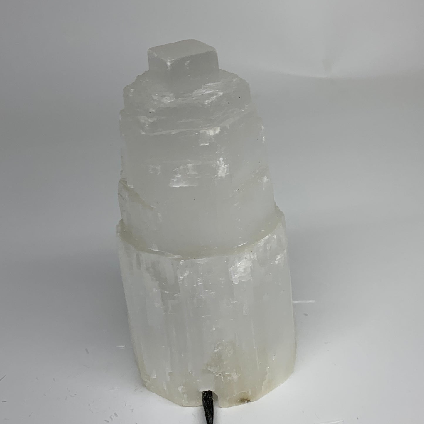 2.1 lbs, 6"x3.2", Raw Rough Selenite (Satin Spar) Lamp Tower, 6ft Chord, B35882
