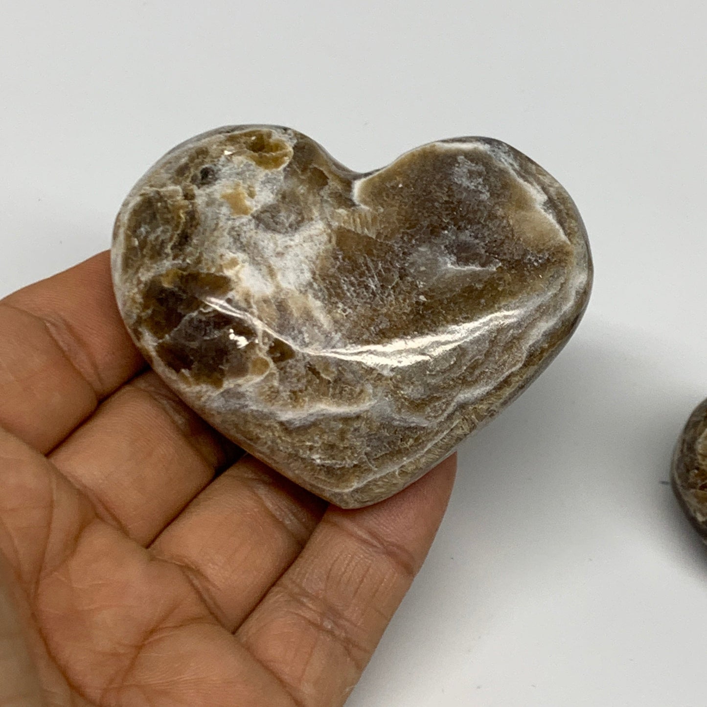 703g 1.5 lbs) ,9 pcs, 1.8"- 2.1", Gray Onxy Hearts from Morocco, B27248