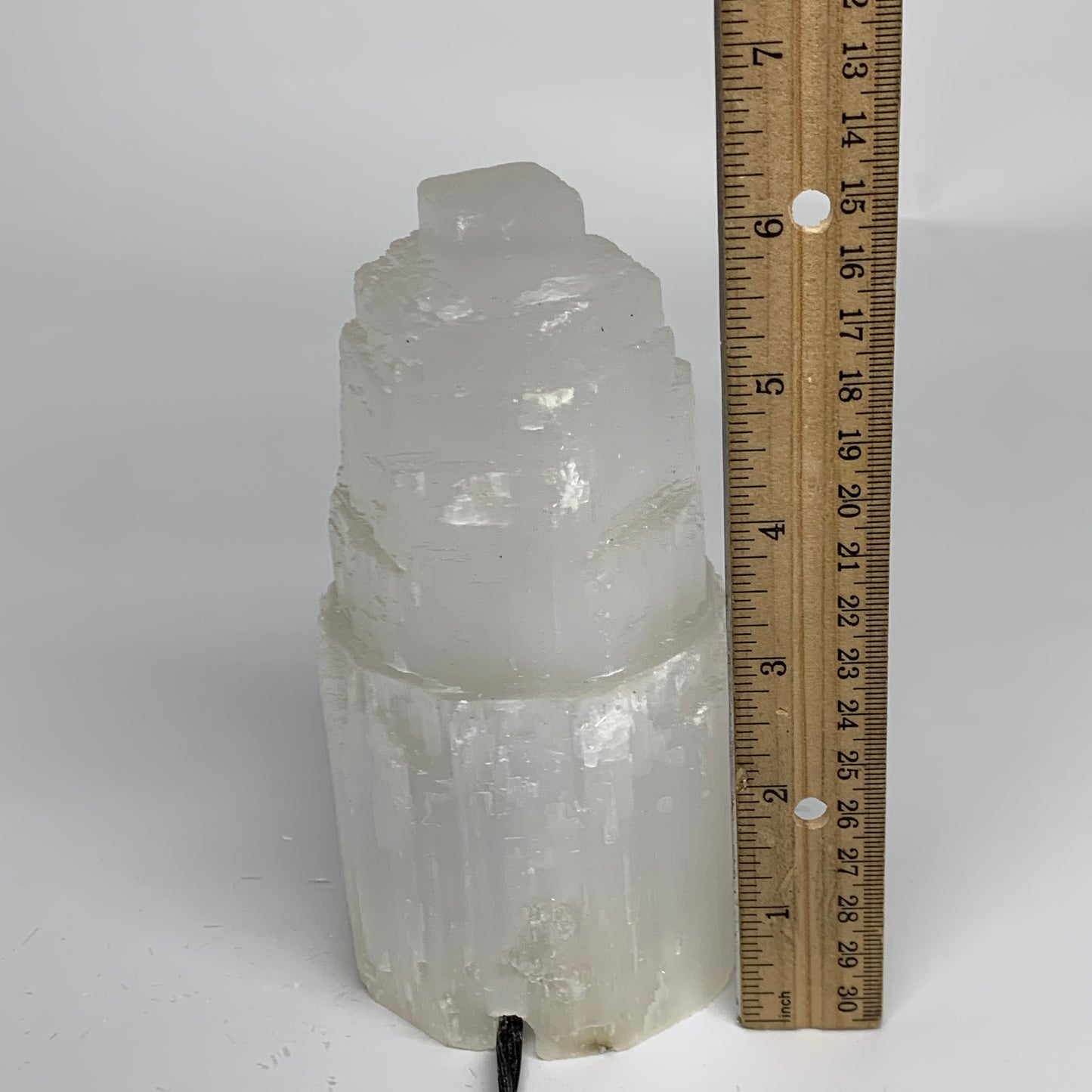 2.1 lbs, 6"x3.2", Raw Rough Selenite (Satin Spar) Lamp Tower, 6ft Chord, B35882