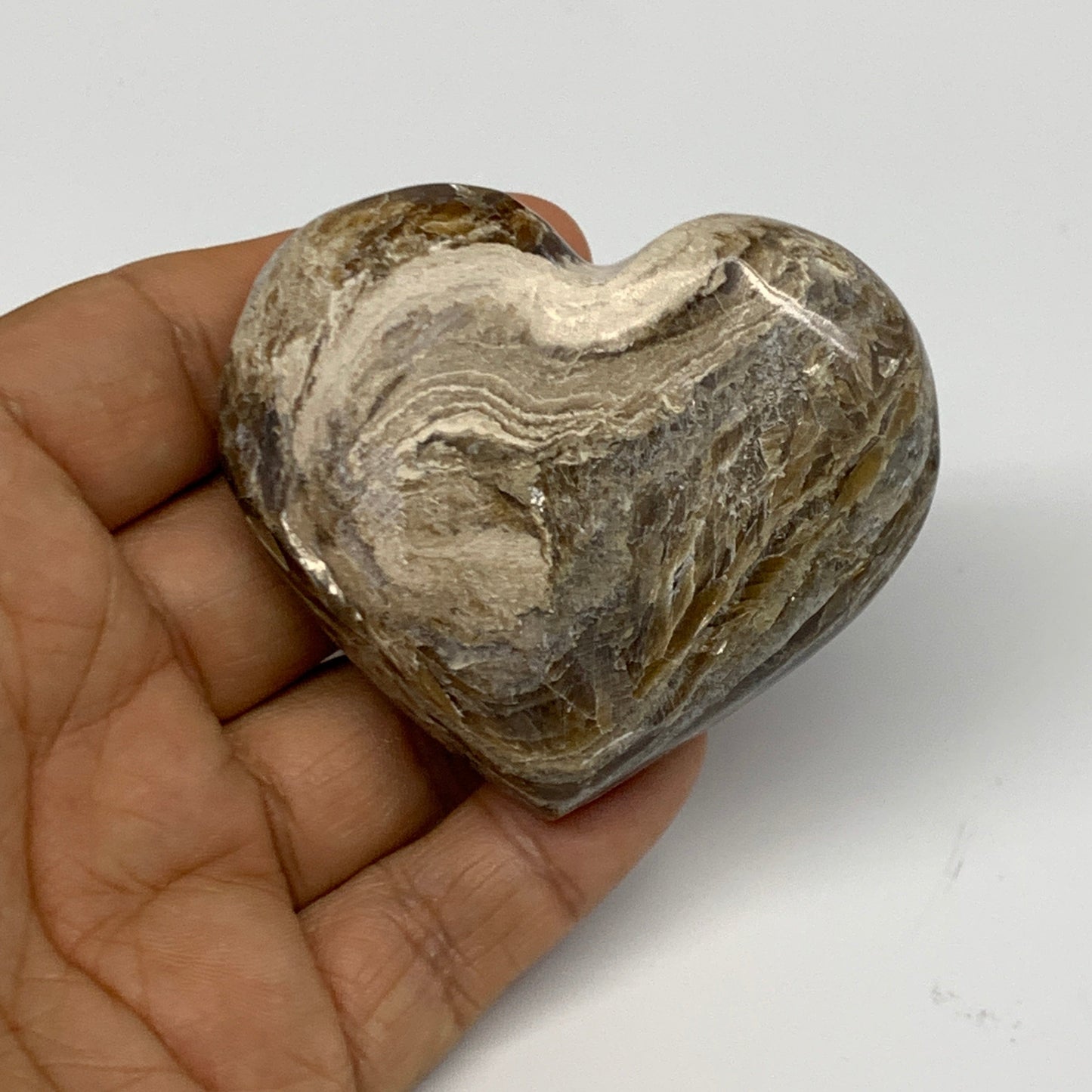 703g 1.5 lbs) ,9 pcs, 1.8"- 2.1", Gray Onxy Hearts from Morocco, B27248