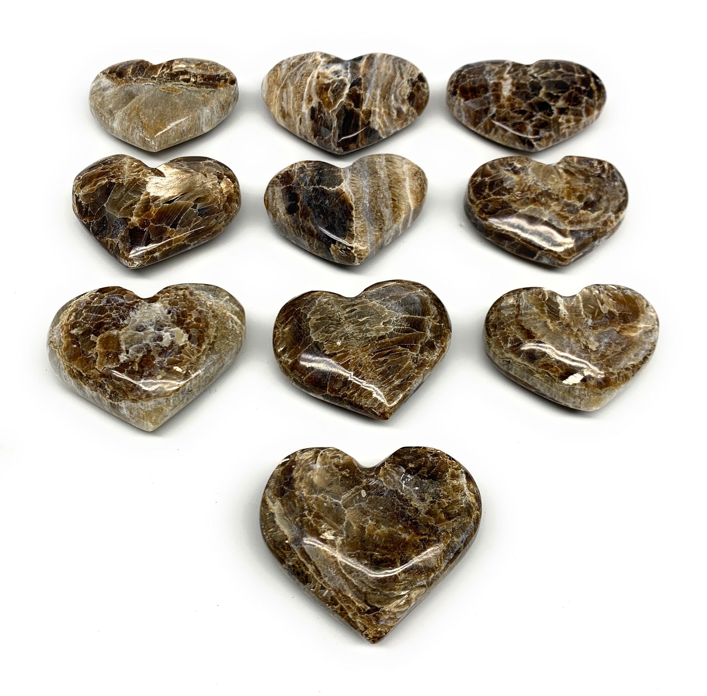 893g 1.5 lbs) ,10 pcs, 2"- 2.2", Gray Onxy Hearts from Morocco, B27249