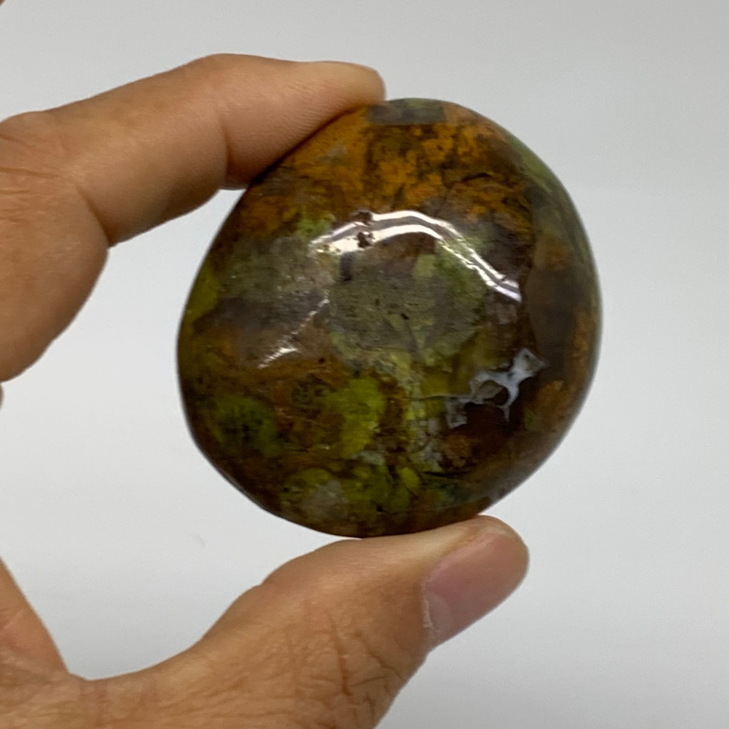 187.8g, 1.7"-2", 3pcs, Green Opal Crystal PalmStone Polished Reiki, B38325