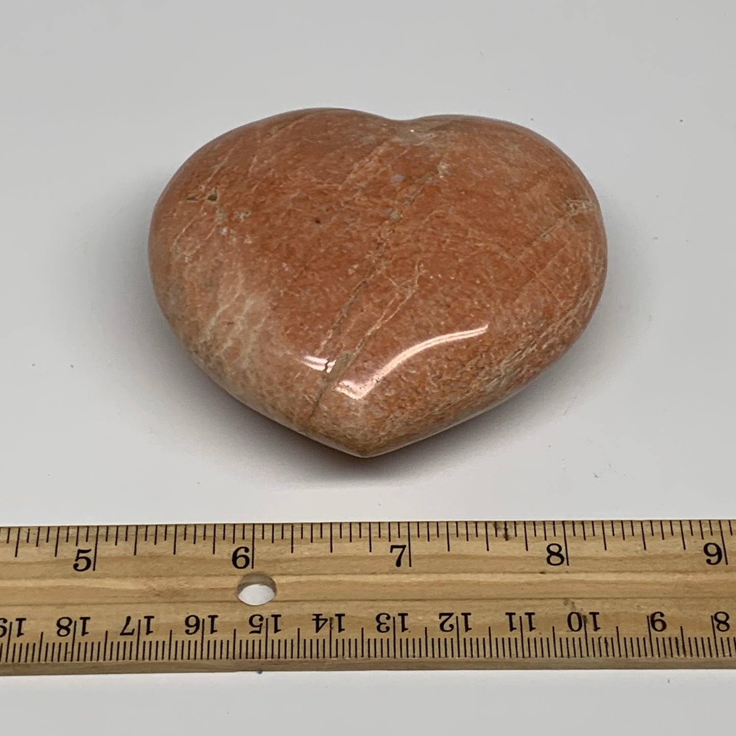0.58 lbs, 2.9"x3.1"x1.3", Pink Peach Moonstone Heart Crystal Polished, B30998