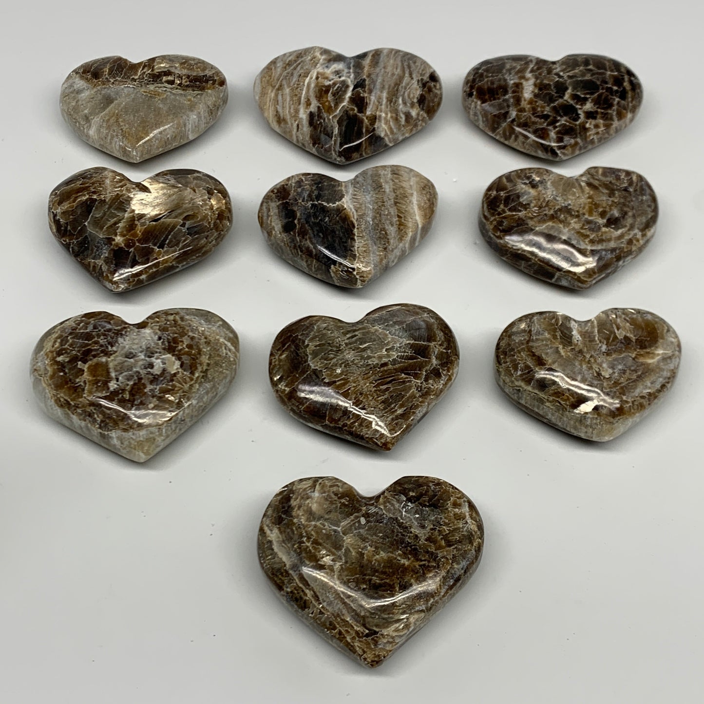 893g 1.5 lbs) ,10 pcs, 2"- 2.2", Gray Onxy Hearts from Morocco, B27249