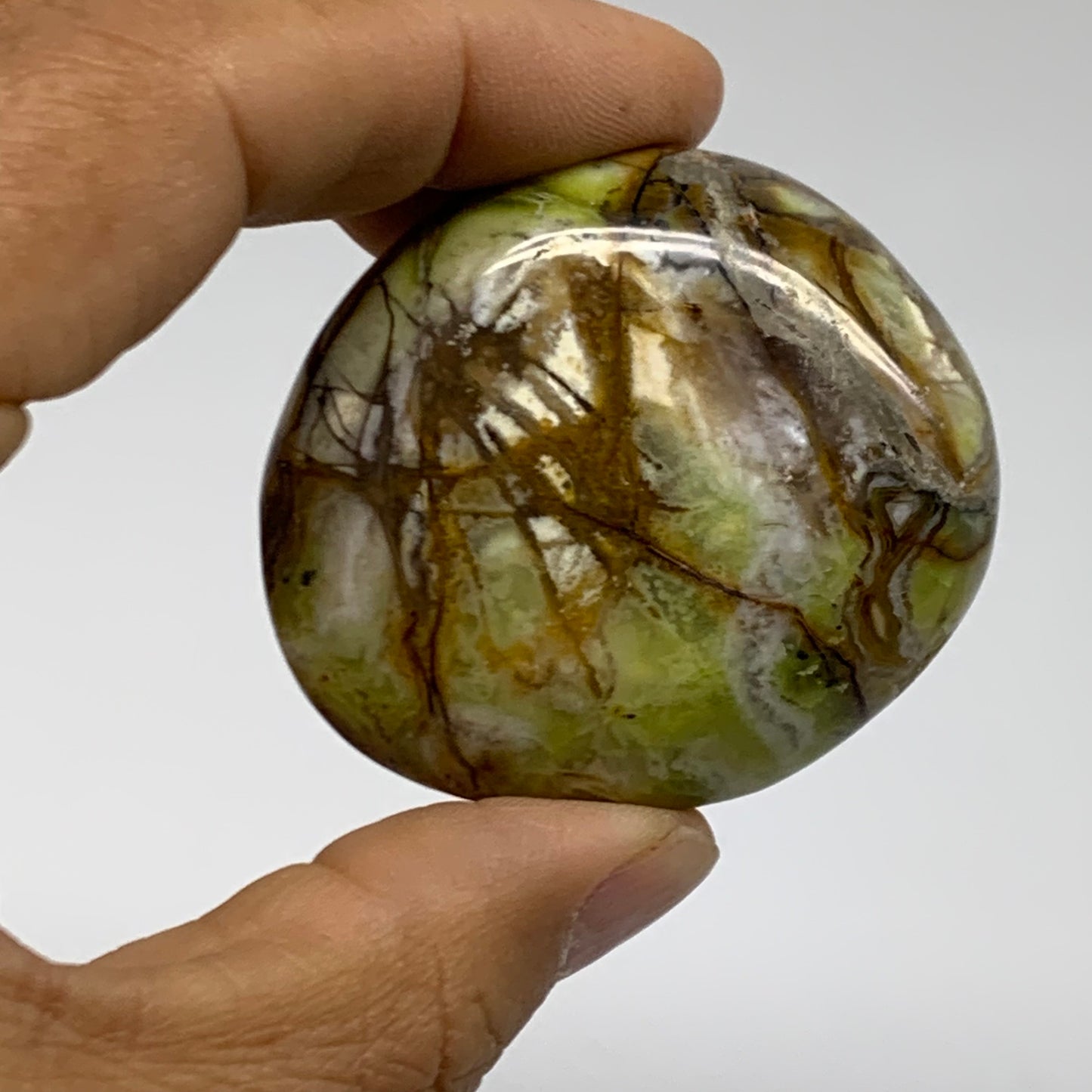 187.8g, 1.7"-2", 3pcs, Green Opal Crystal PalmStone Polished Reiki, B38325