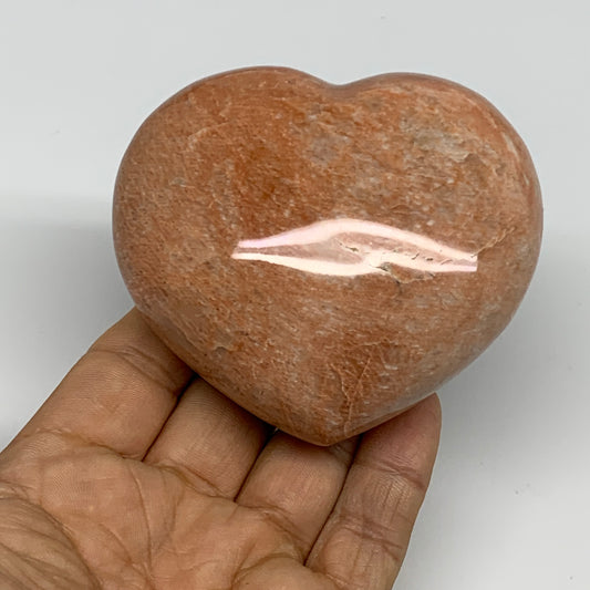 0.67 lbs, 2.9"x3.2"x1.5", Pink Peach Moonstone Heart Crystal Polished, B30999