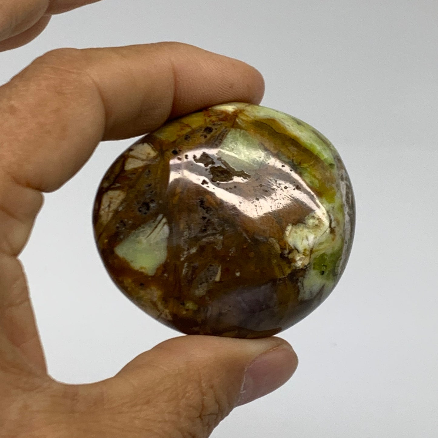 187.8g, 1.7"-2", 3pcs, Green Opal Crystal PalmStone Polished Reiki, B38325