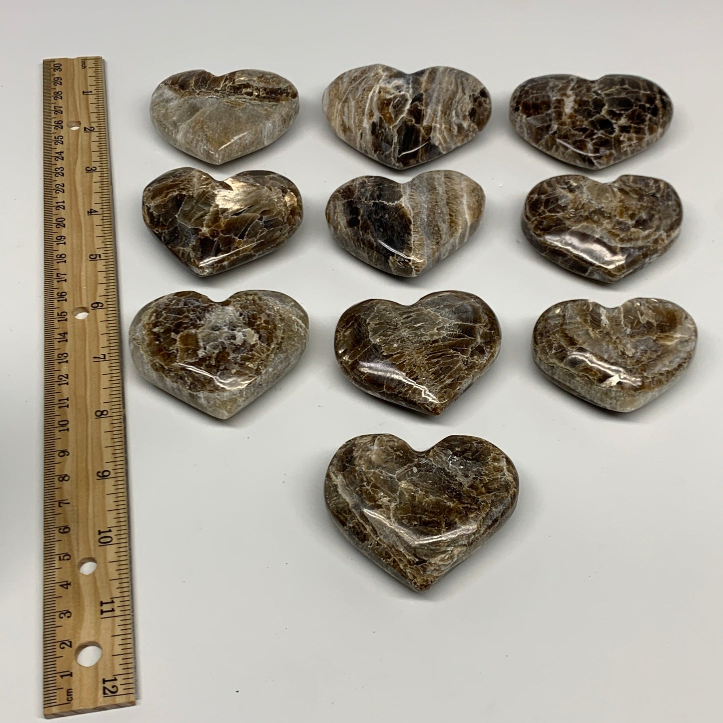 893g 1.5 lbs) ,10 pcs, 2"- 2.2", Gray Onxy Hearts from Morocco, B27249