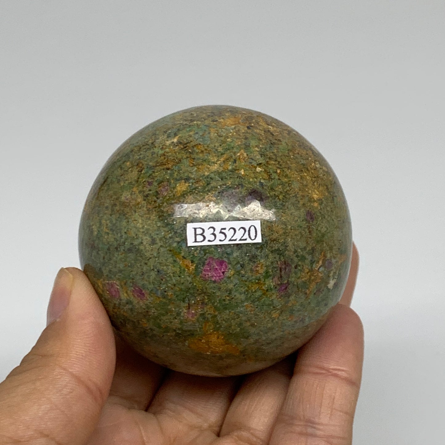 0.72 lbs, 2.3"(58mm), Zoisite with Ruby Sphere Sphere Ball Crystal, B25220