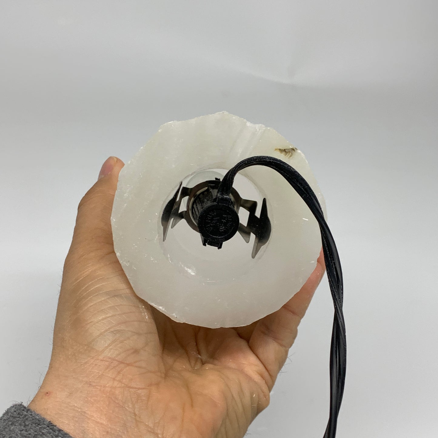 2.1 lbs, 6"x3.2", Raw Rough Selenite (Satin Spar) Lamp Tower, 6ft Chord, B35882