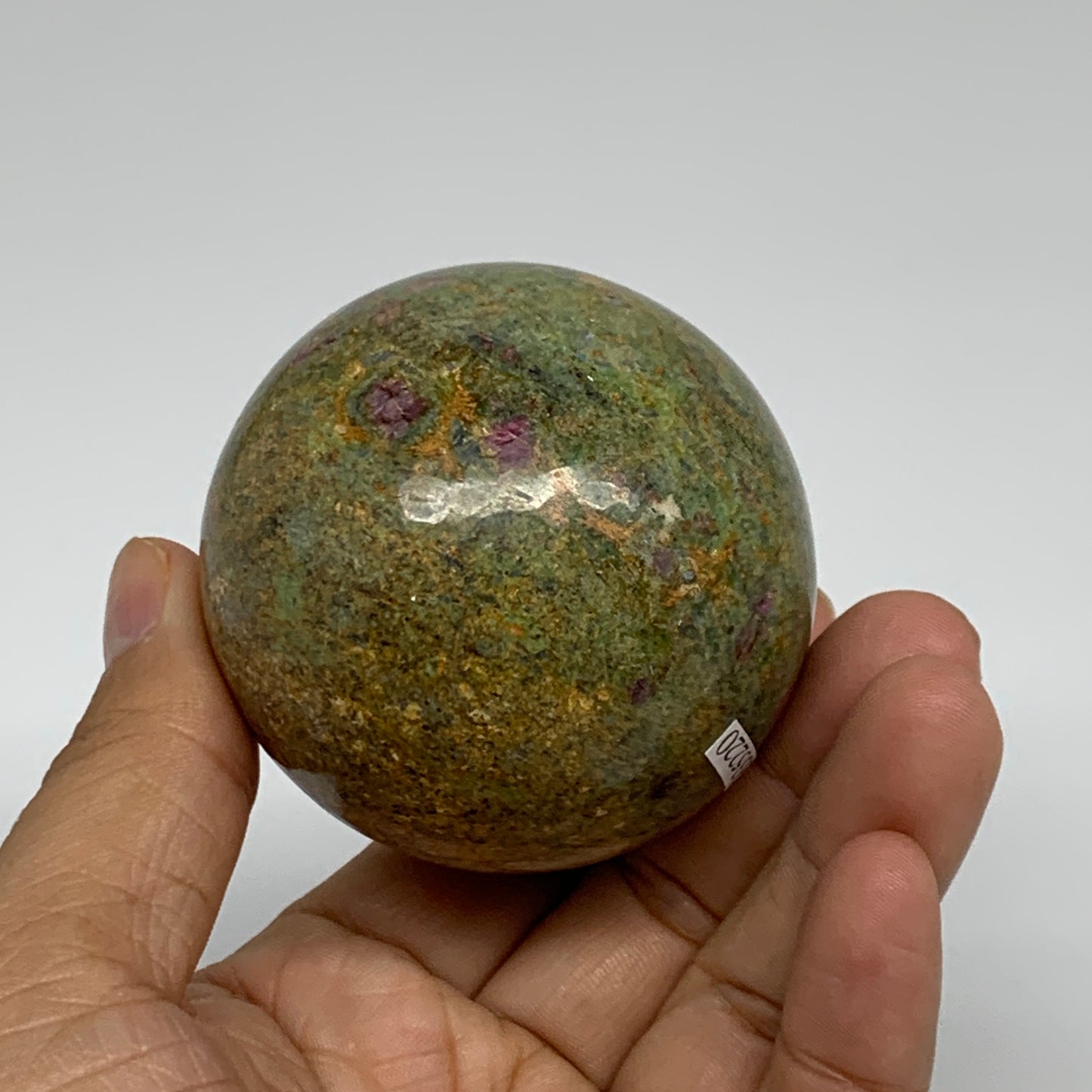 0.72 lbs, 2.3"(58mm), Zoisite with Ruby Sphere Sphere Ball Crystal, B25220