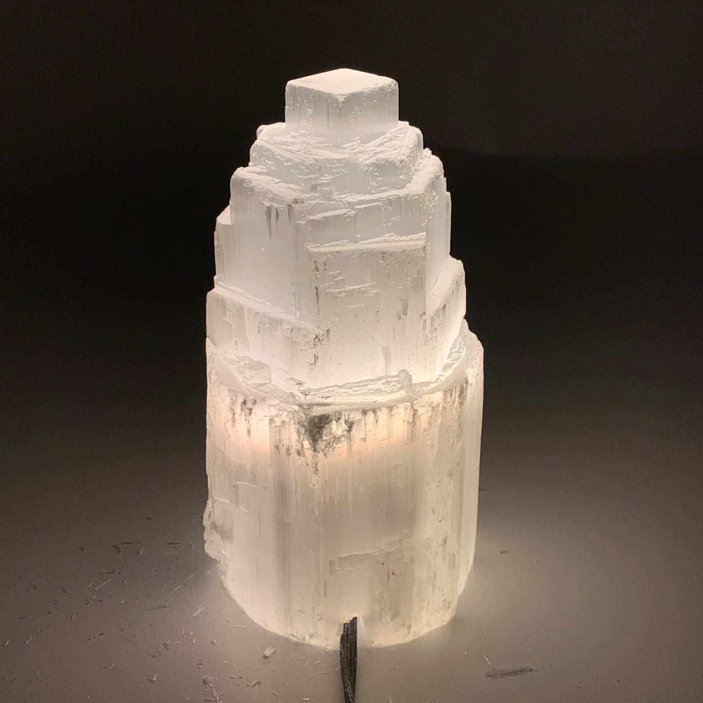 2 lbs, 6"x3.1", Raw Rough Selenite (Satin Spar) Lamp Tower, 6ft Chord, B35883