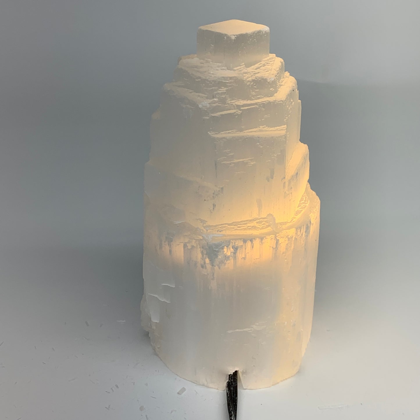 2 lbs, 6"x3.1", Raw Rough Selenite (Satin Spar) Lamp Tower, 6ft Chord, B35883
