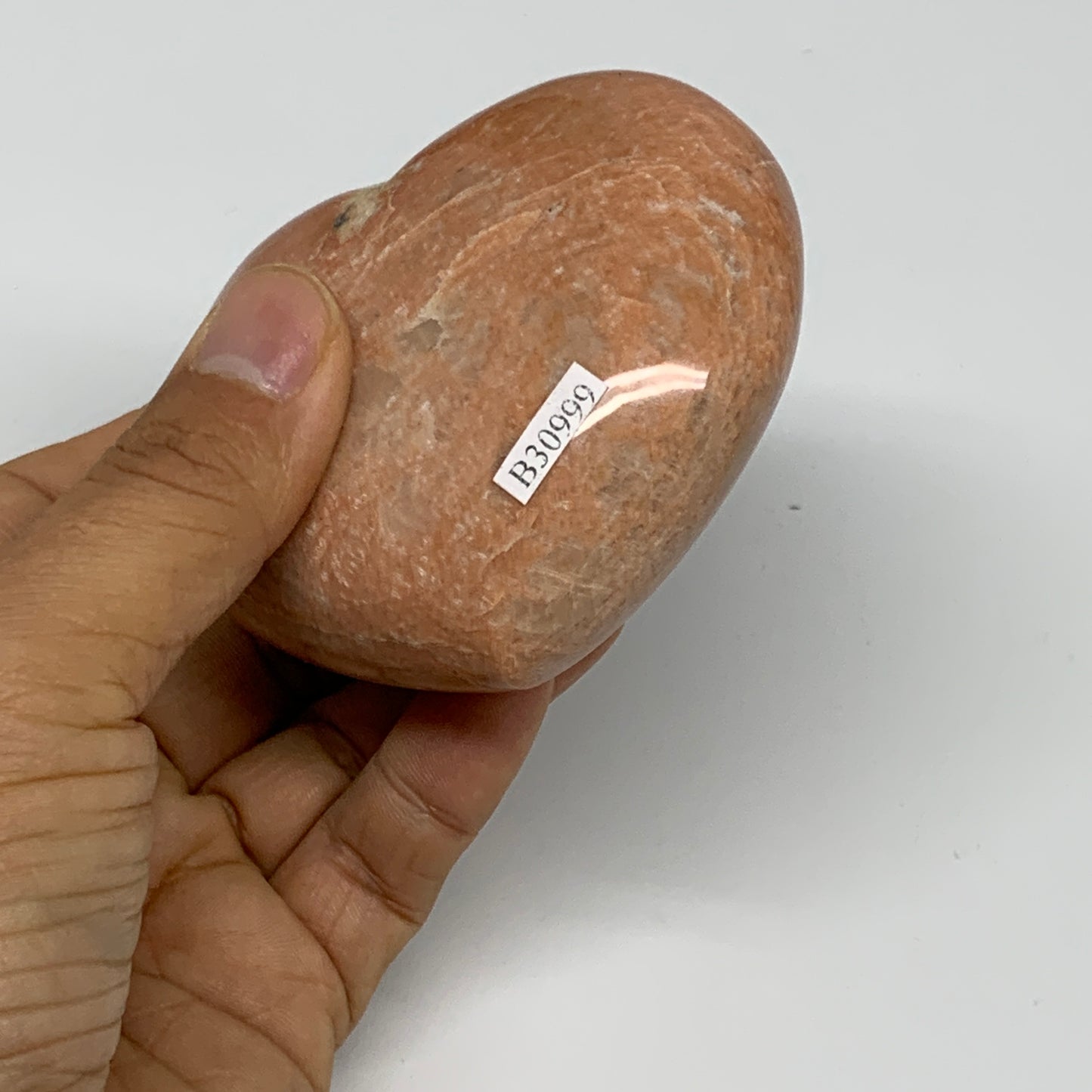0.67 lbs, 2.9"x3.2"x1.5", Pink Peach Moonstone Heart Crystal Polished, B30999
