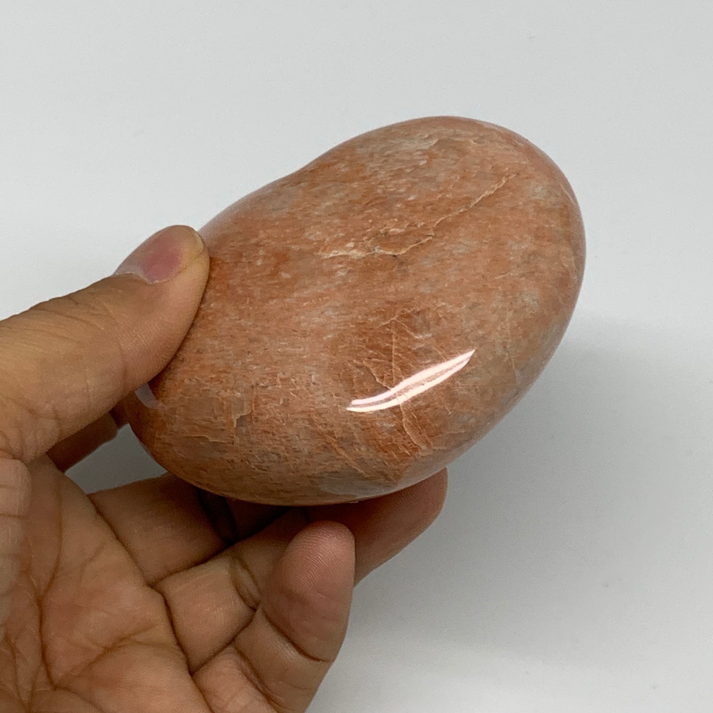 0.67 lbs, 2.9"x3.2"x1.5", Pink Peach Moonstone Heart Crystal Polished, B30999