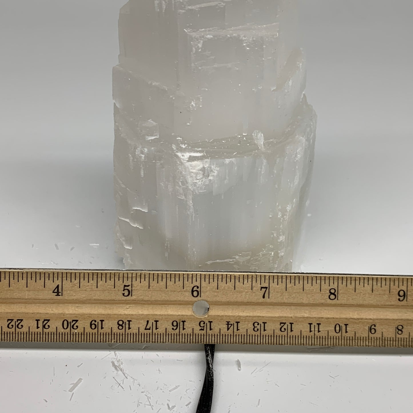 2 lbs, 6"x3.1", Raw Rough Selenite (Satin Spar) Lamp Tower, 6ft Chord, B35883