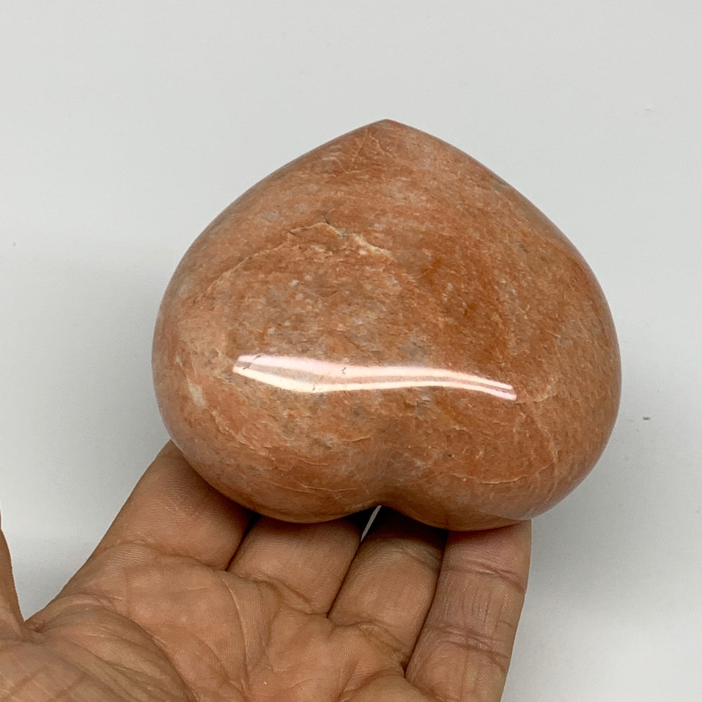 0.67 lbs, 2.9"x3.2"x1.5", Pink Peach Moonstone Heart Crystal Polished, B30999
