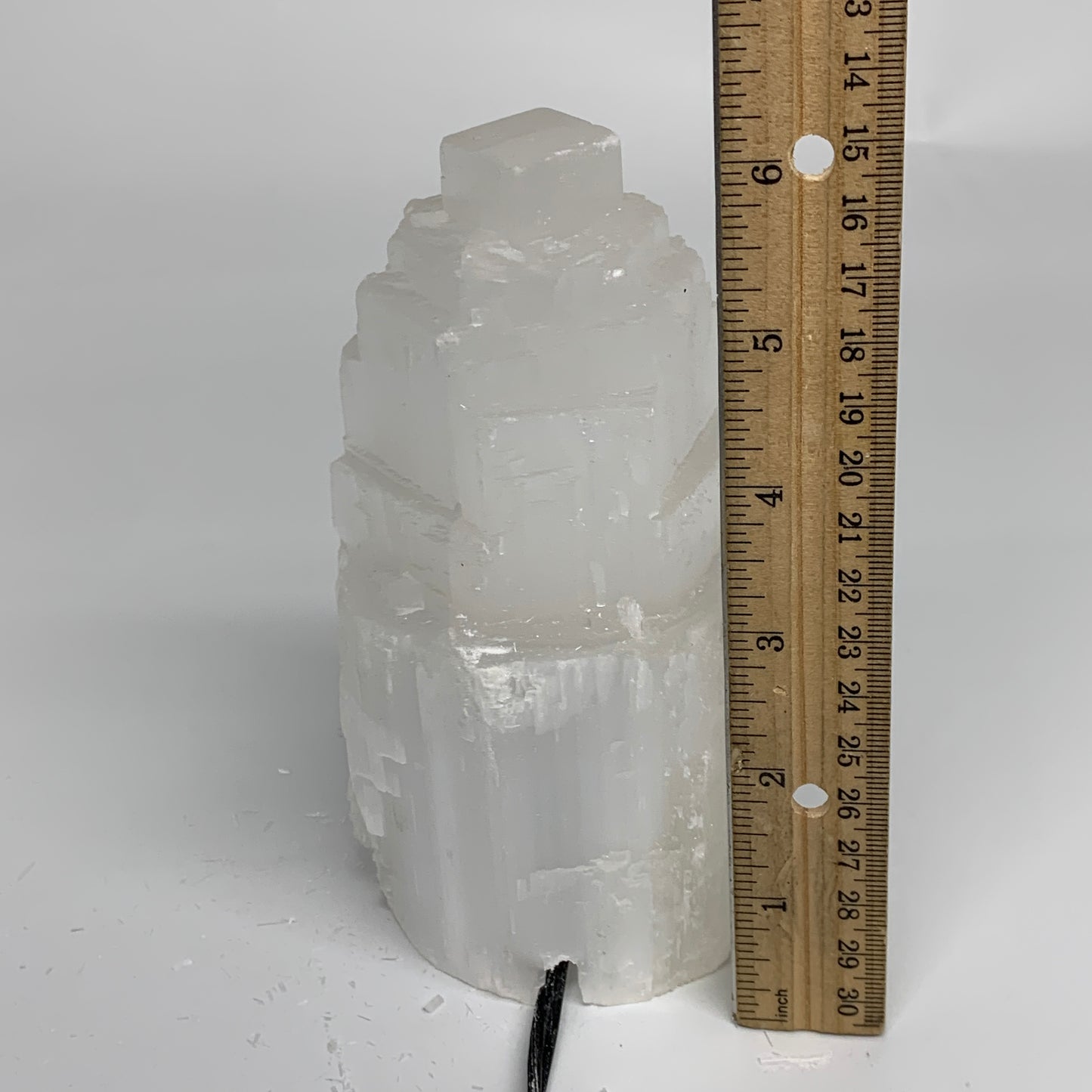 2 lbs, 6"x3.1", Raw Rough Selenite (Satin Spar) Lamp Tower, 6ft Chord, B35883