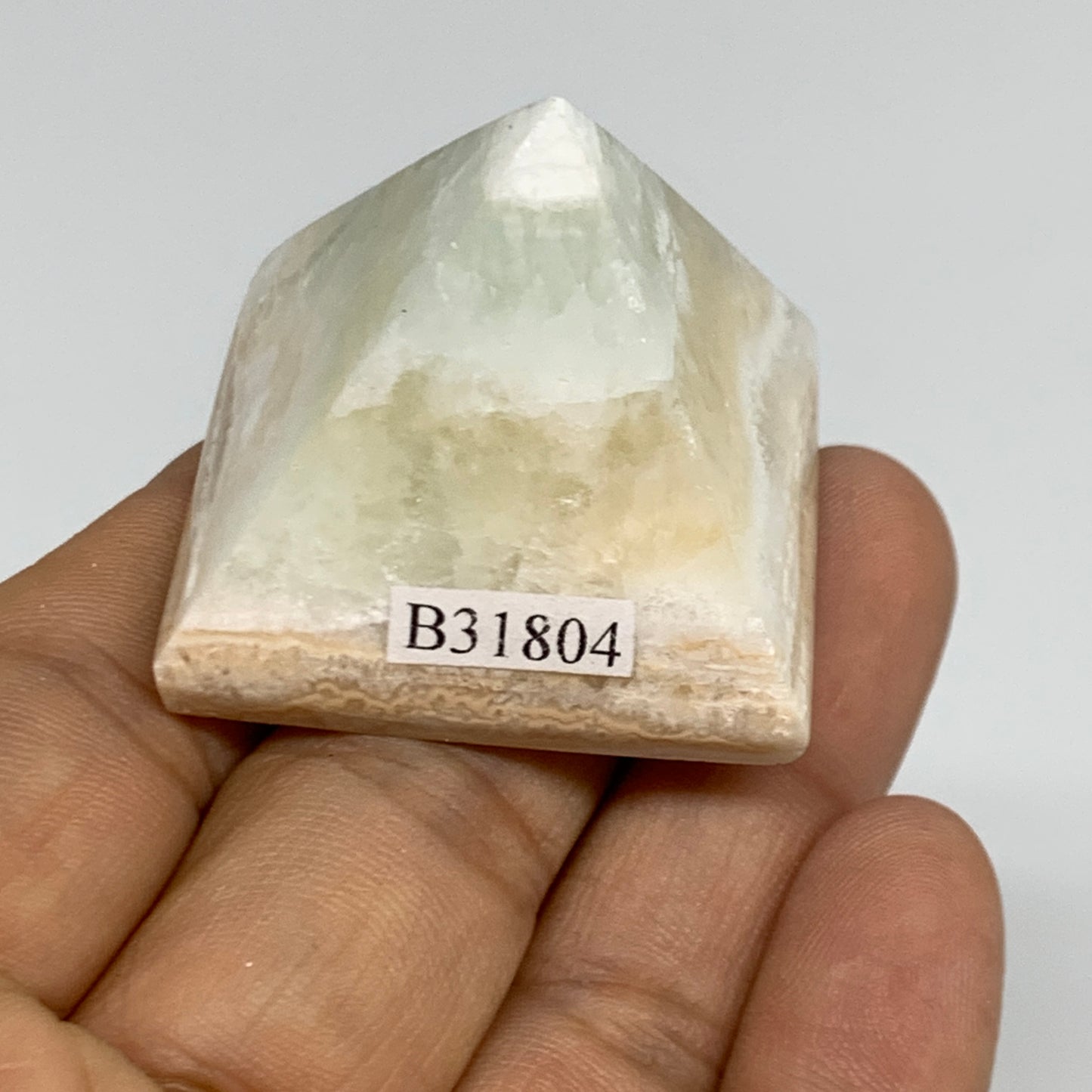 49g, 1.2"x1.4"x1.3", Caribbean Calcite Pyramid Gemstone, Crystal, B31804