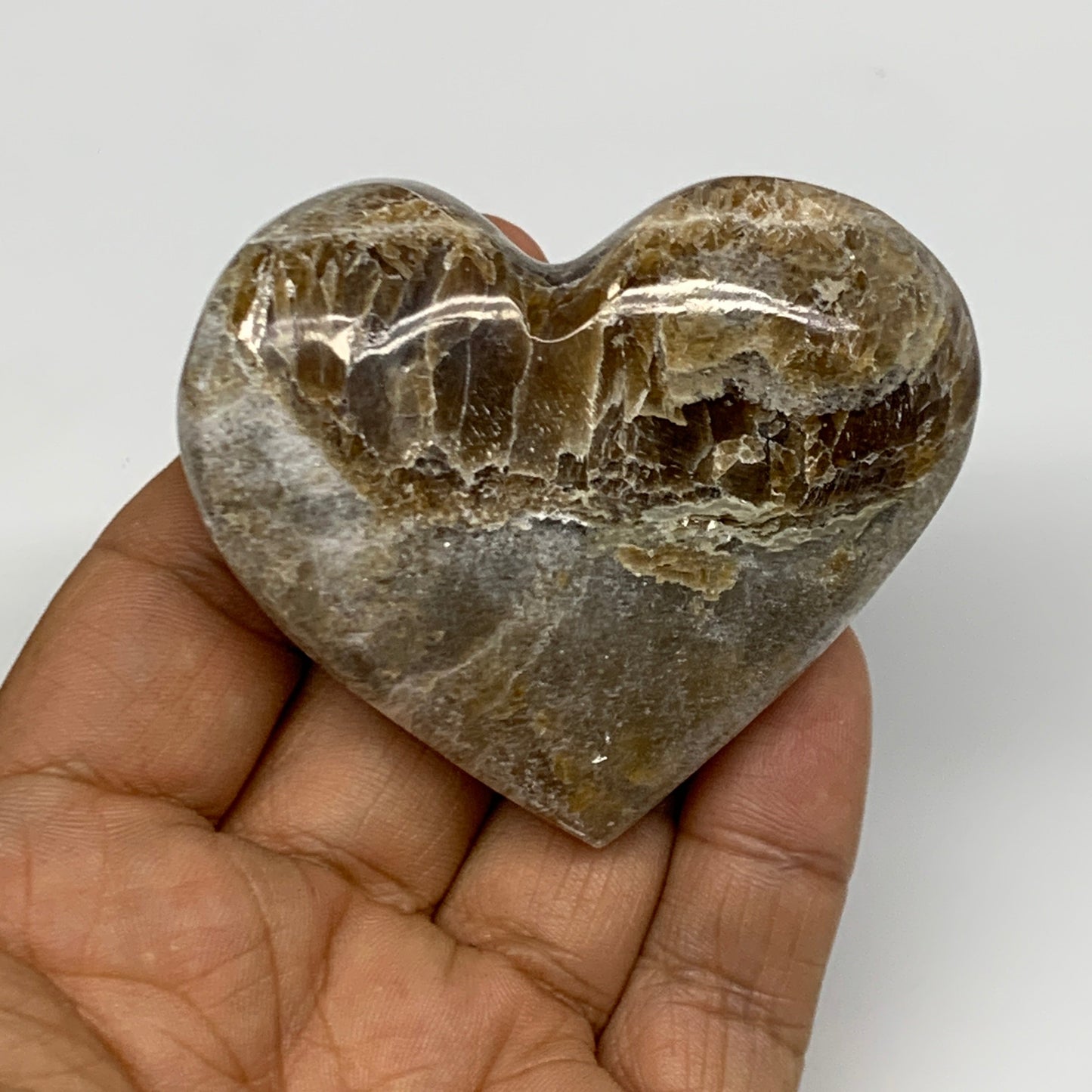 893g 1.5 lbs) ,10 pcs, 2"- 2.2", Gray Onxy Hearts from Morocco, B27249