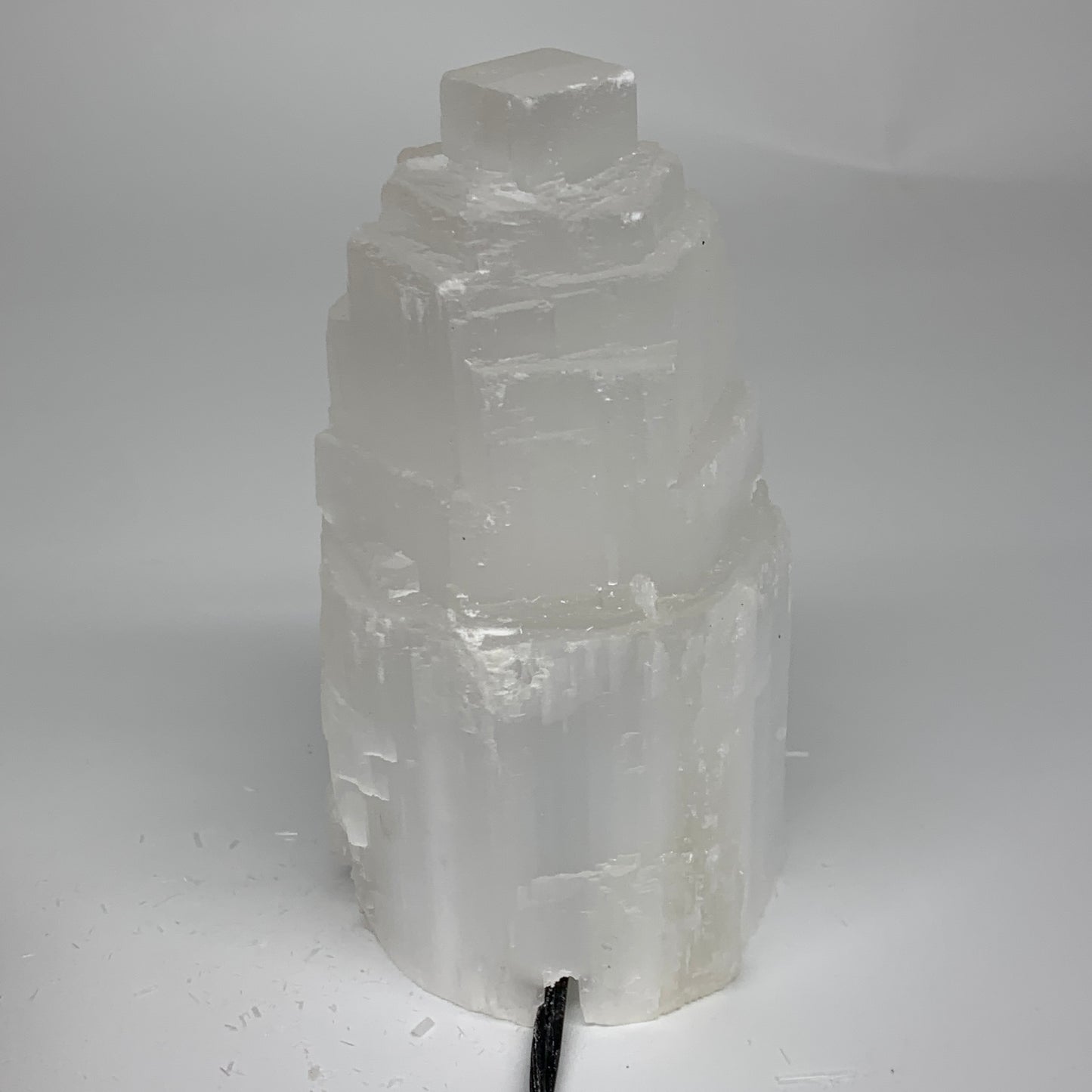 2 lbs, 6"x3.1", Raw Rough Selenite (Satin Spar) Lamp Tower, 6ft Chord, B35883