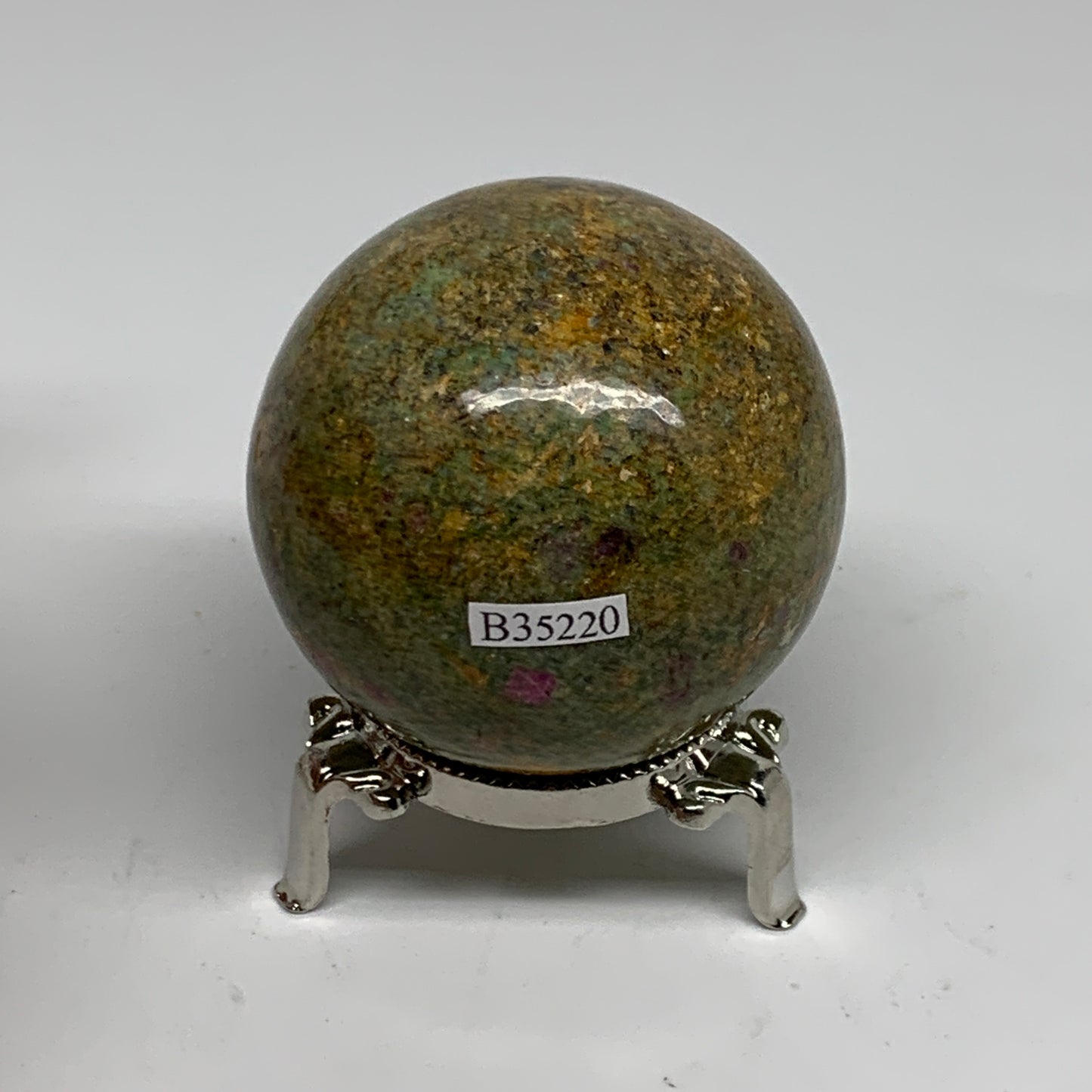 0.72 lbs, 2.3"(58mm), Zoisite with Ruby Sphere Sphere Ball Crystal, B25220