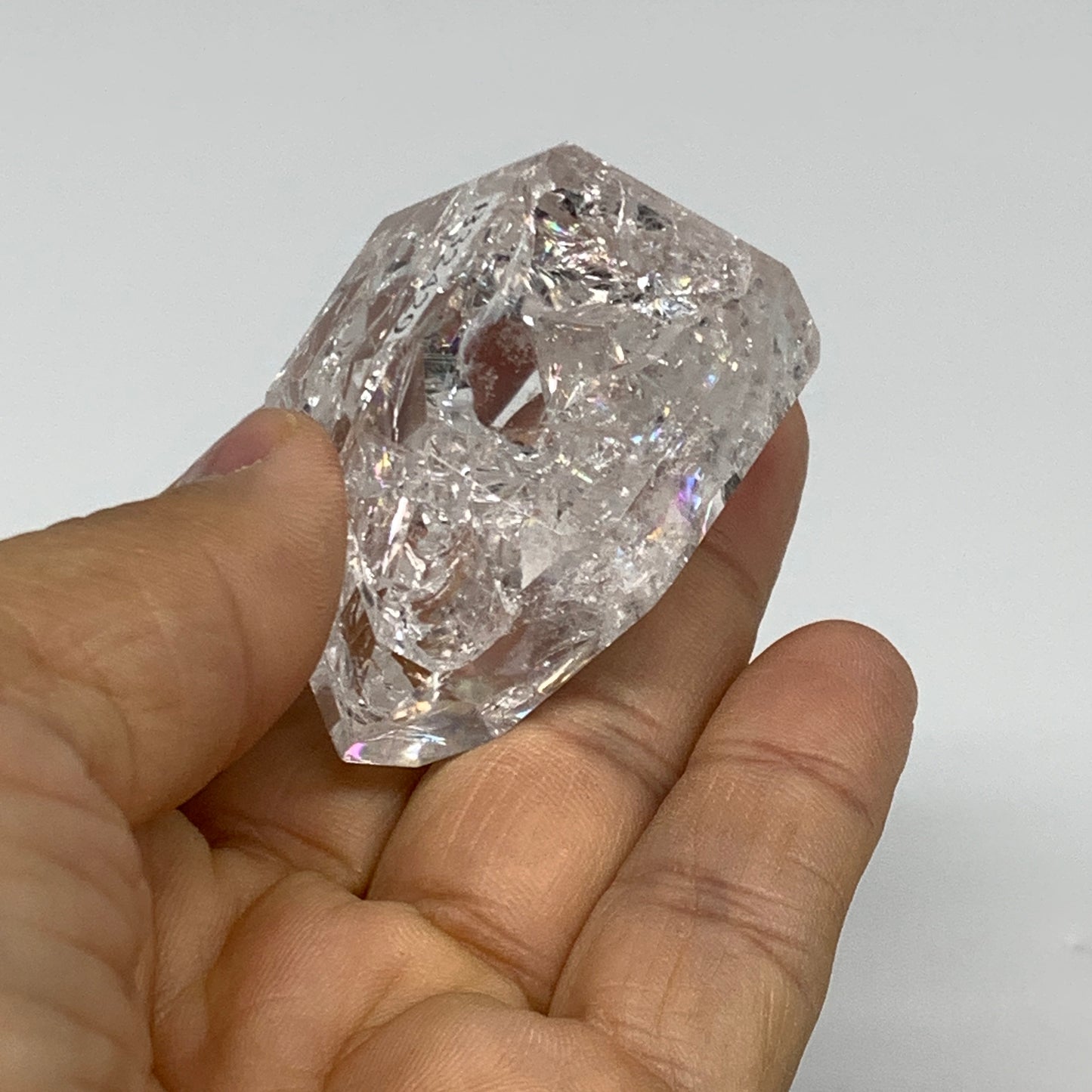 62.9g, 1.6"x1.6"x0.9", Cracked Quartz Crystal Tower Point Obelisk @Brazil, B3242