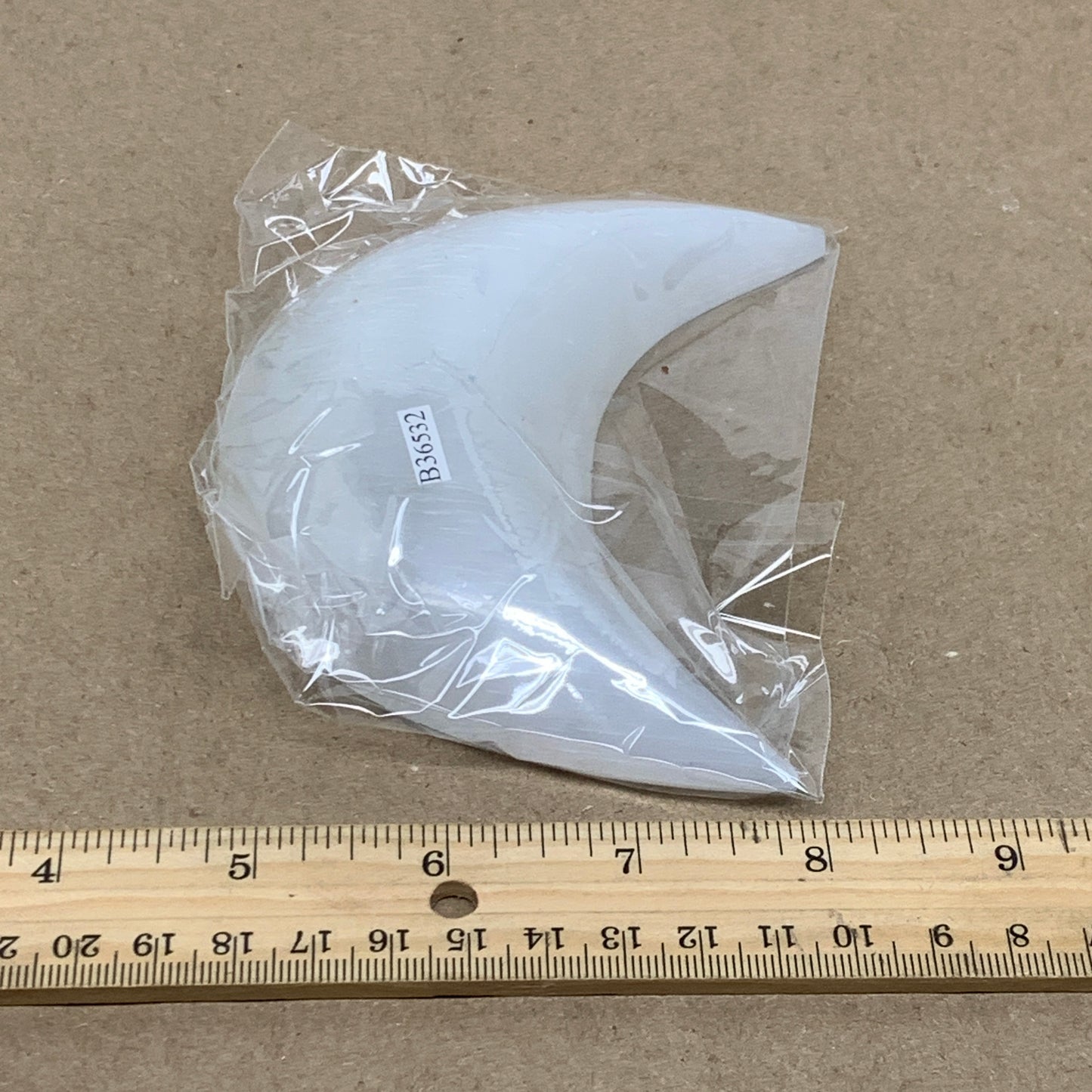 239g, 4.7"x2.2"x1", Selenite Crescent Moon Crystal (Satin Spar), B36532