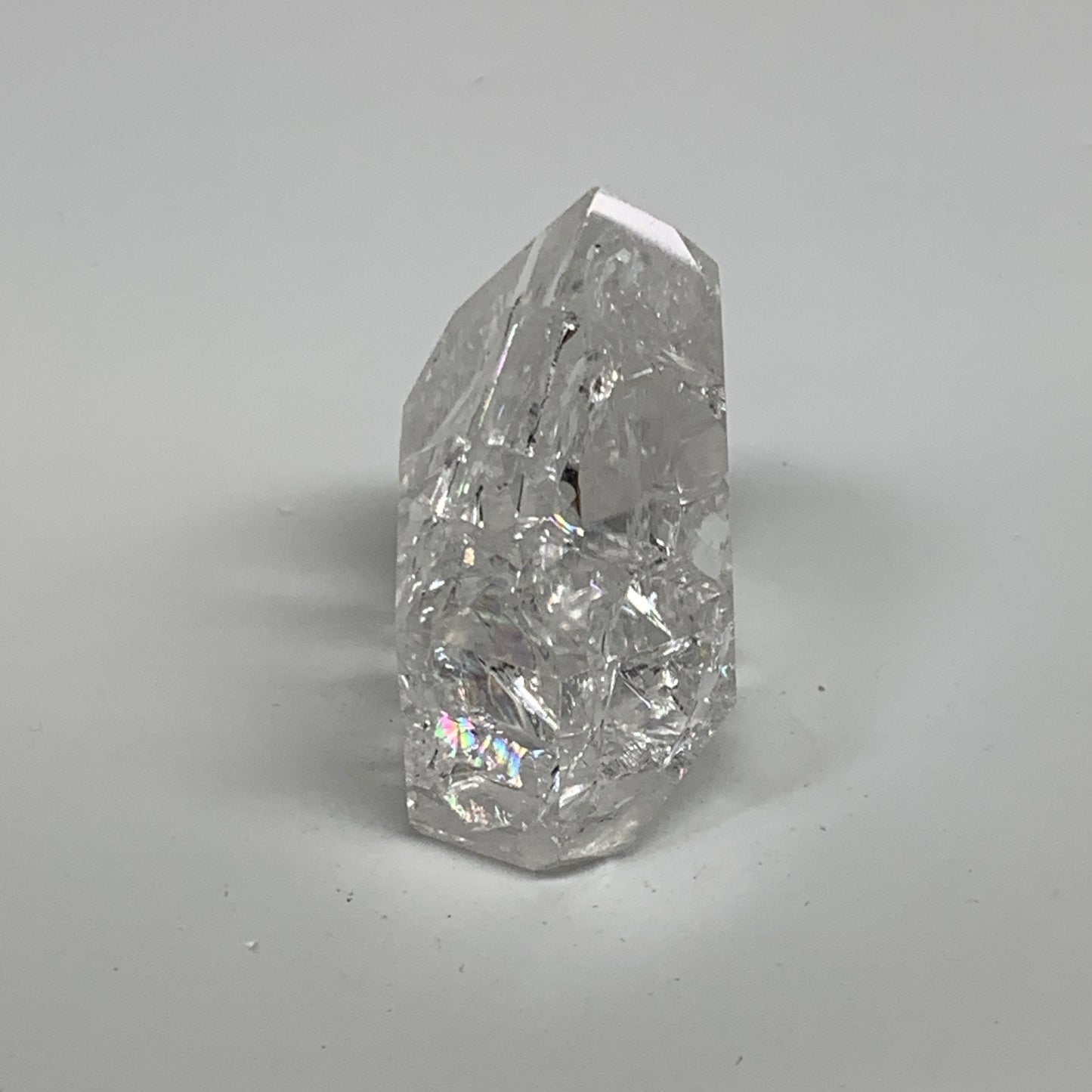 62.9g, 1.6"x1.6"x0.9", Cracked Quartz Crystal Tower Point Obelisk @Brazil, B3242