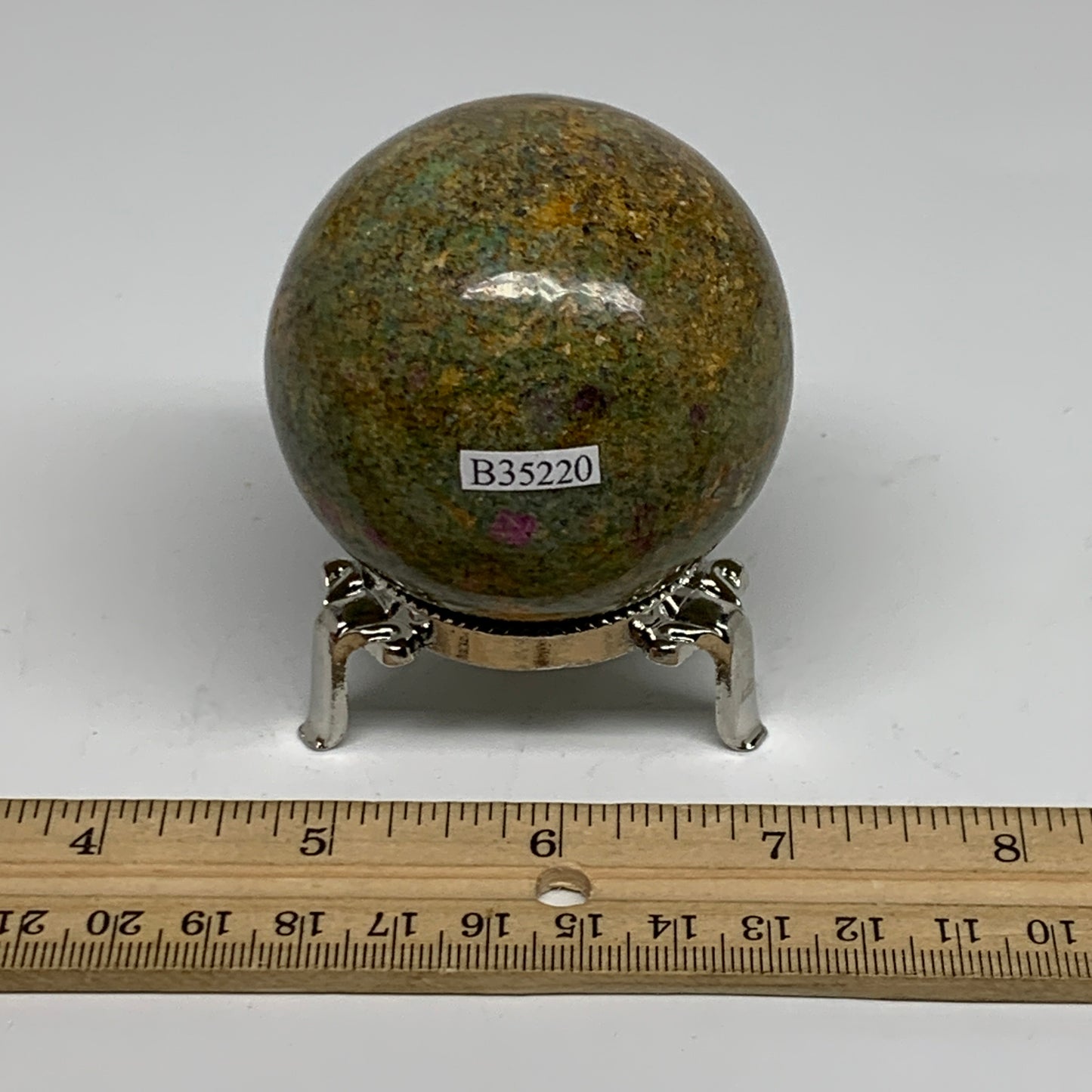 0.72 lbs, 2.3"(58mm), Zoisite with Ruby Sphere Sphere Ball Crystal, B25220