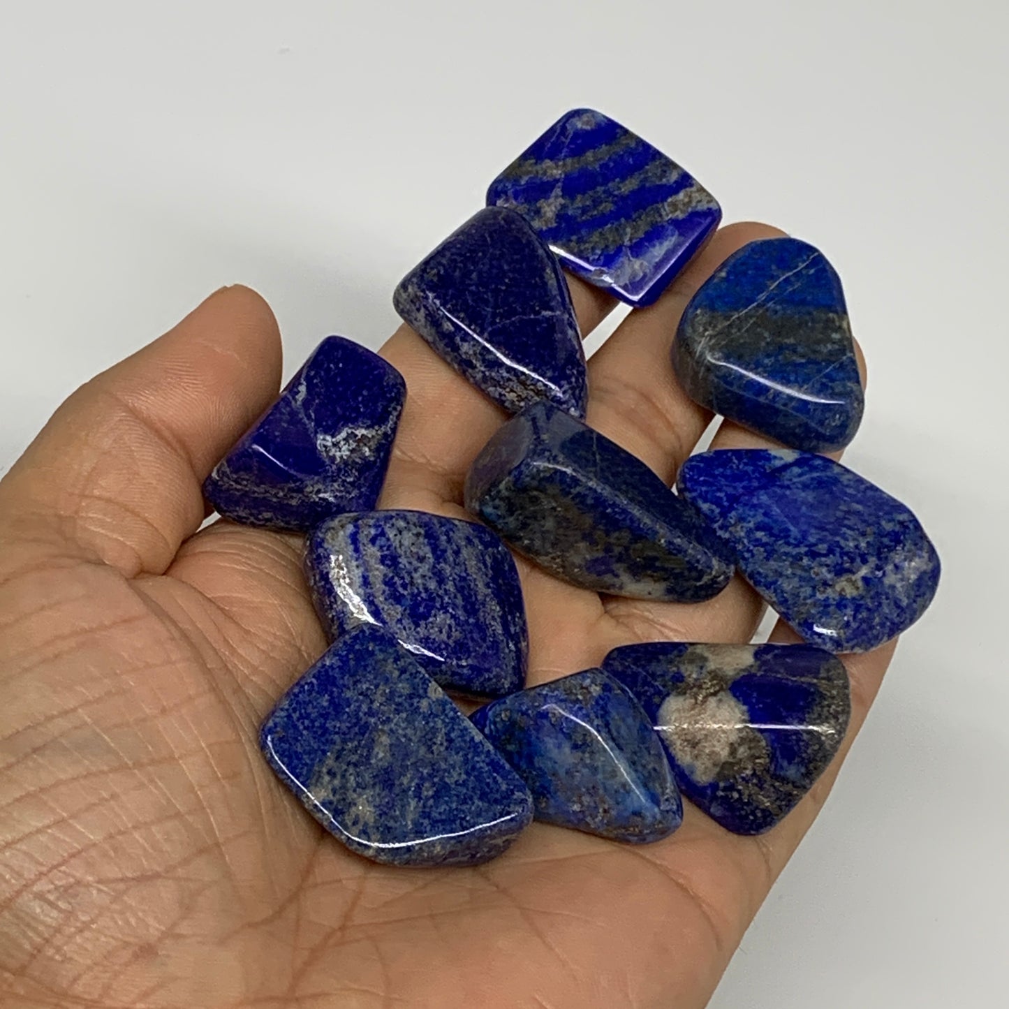 122g,0.8"-1.3", 10pcs, Natural Lapis Lazuli Tumbled Stone @Afghanistan, B30269