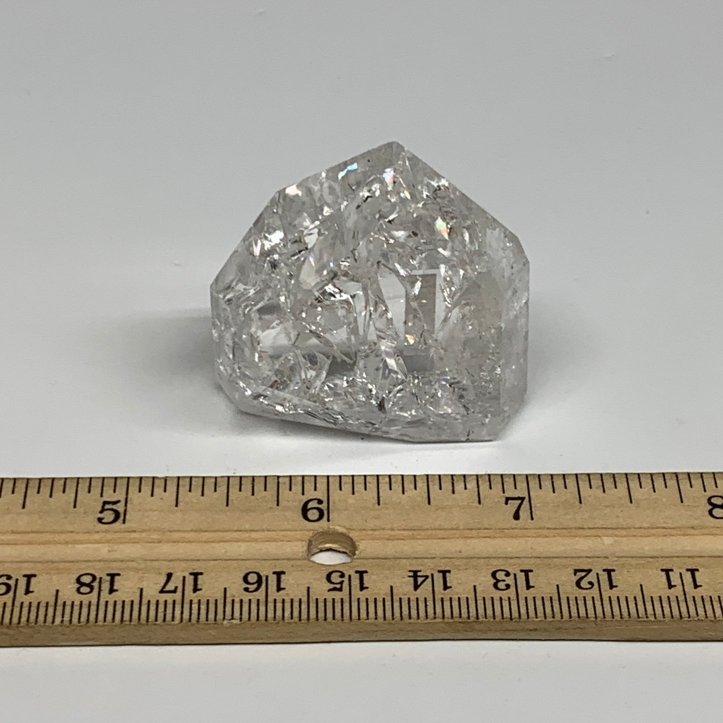 62.9g, 1.6"x1.6"x0.9", Cracked Quartz Crystal Tower Point Obelisk @Brazil, B3242