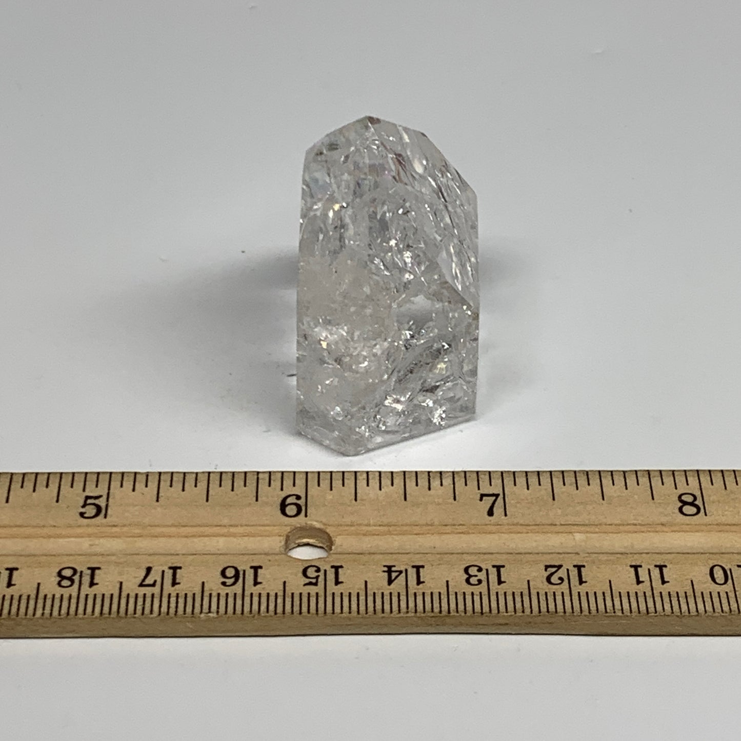 62.9g, 1.6"x1.6"x0.9", Cracked Quartz Crystal Tower Point Obelisk @Brazil, B3242