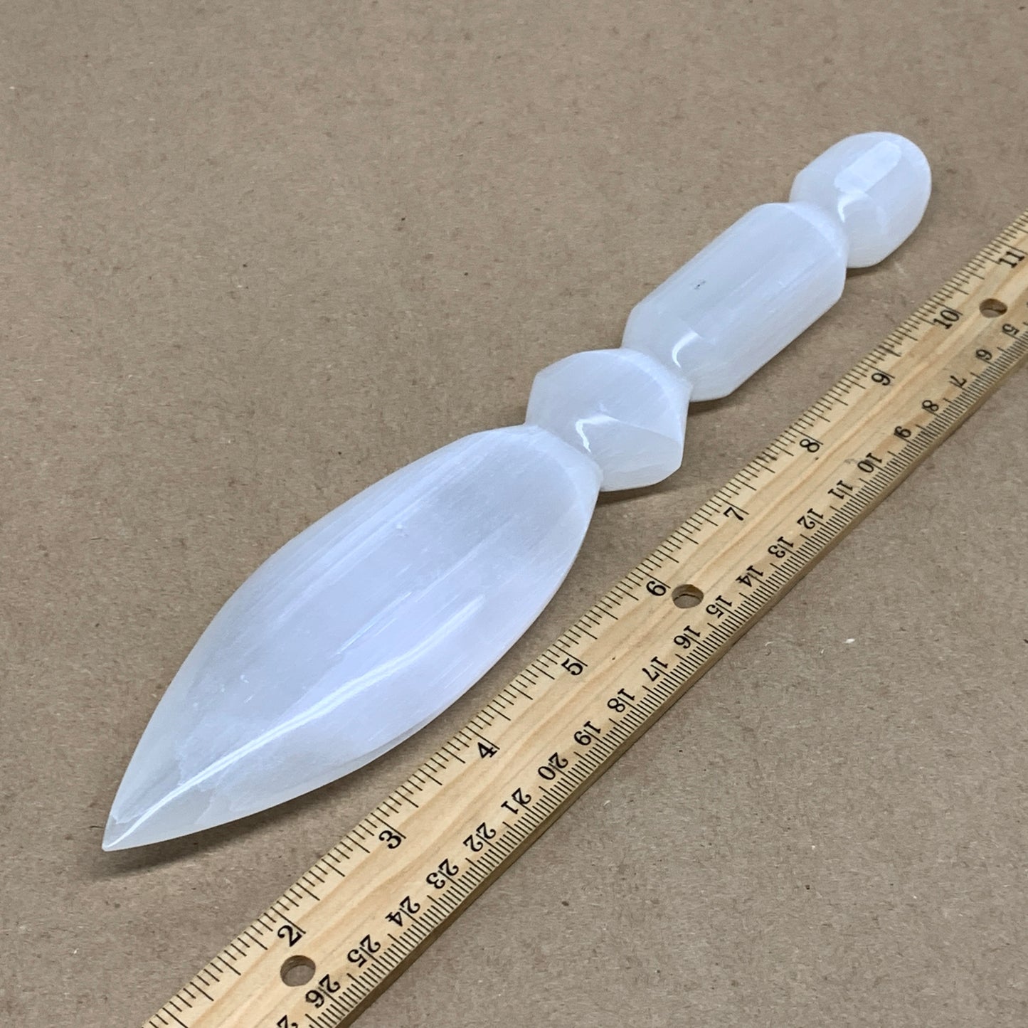 0.67 lbs, 9.75"x1.9"x1", Natural Selenite Crystal Dagger (Satin Spar), B36533