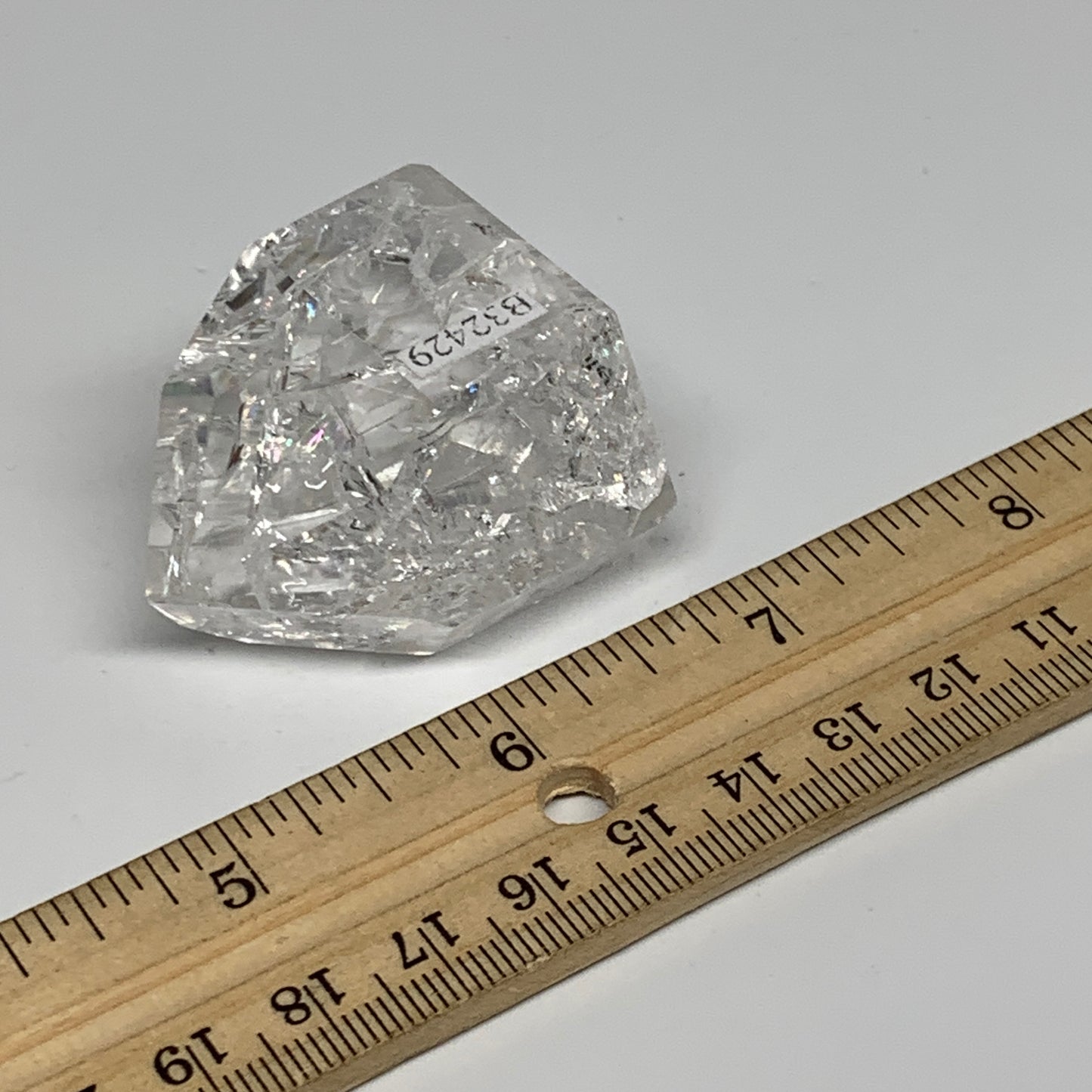 62.9g, 1.6"x1.6"x0.9", Cracked Quartz Crystal Tower Point Obelisk @Brazil, B3242