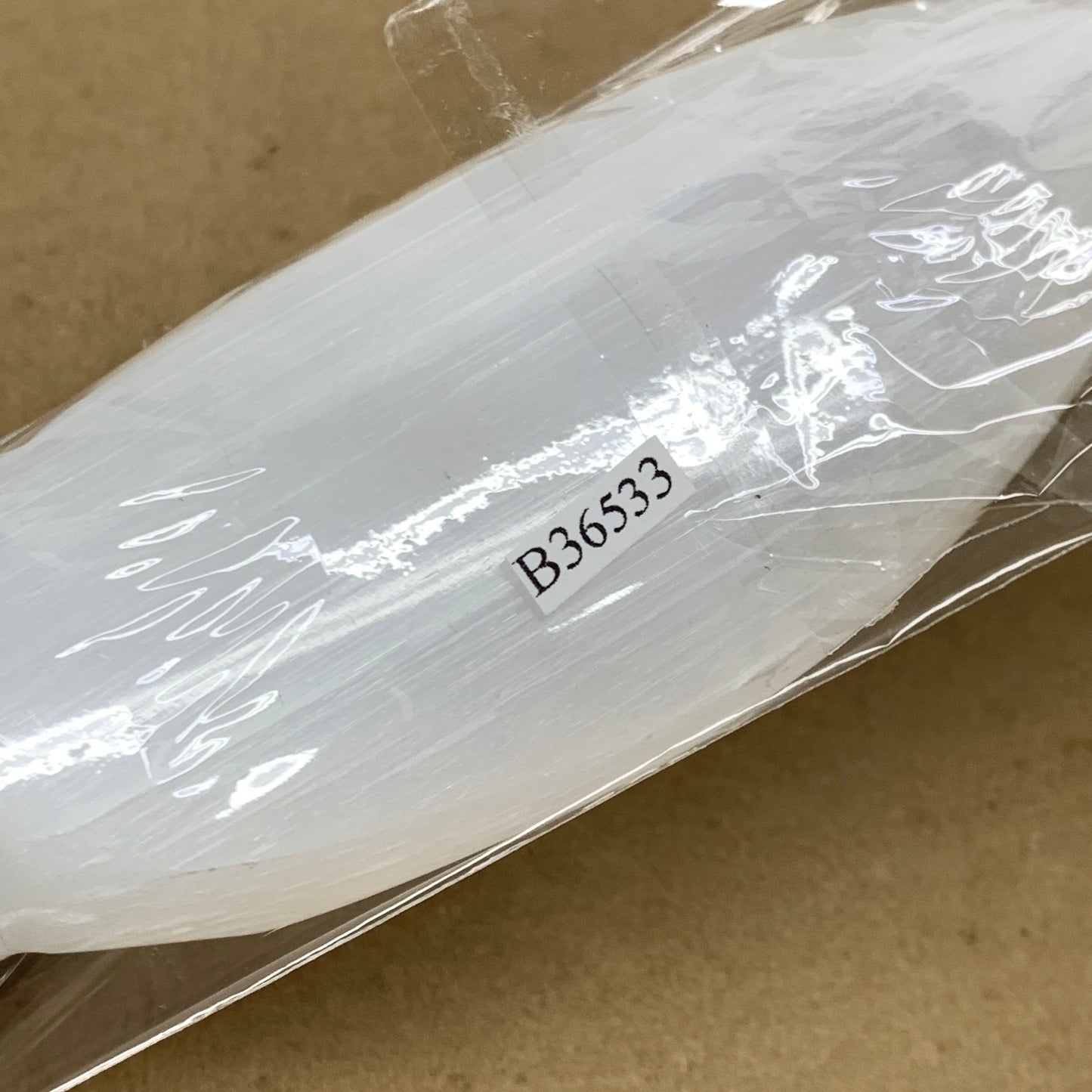 0.67 lbs, 9.75"x1.9"x1", Natural Selenite Crystal Dagger (Satin Spar), B36533